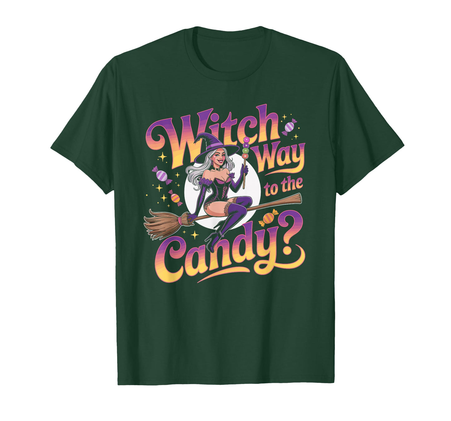 Witch Way to The Candy Adult Halloween Witch for Women T-Shirt