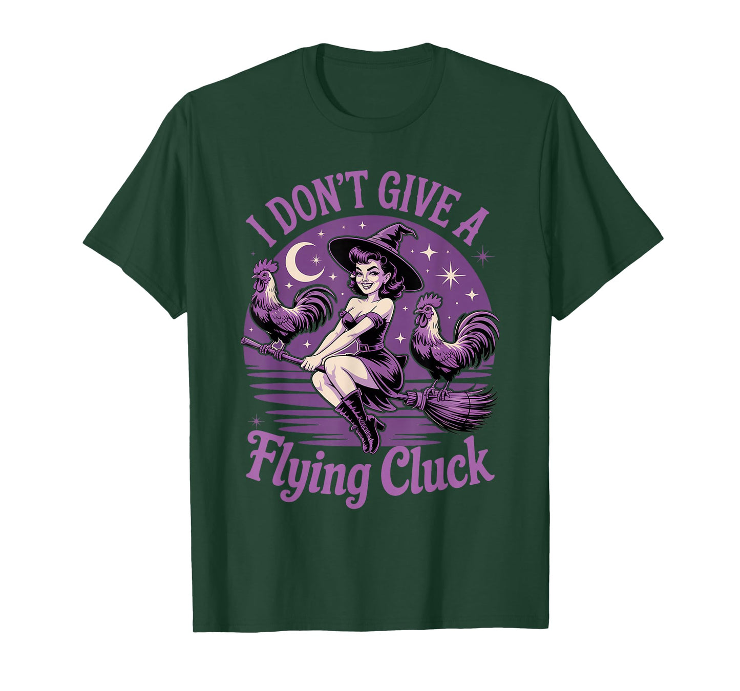 I Don't Give A Flying Cluck Witch Chicken Riding Broomstick T-Shirt