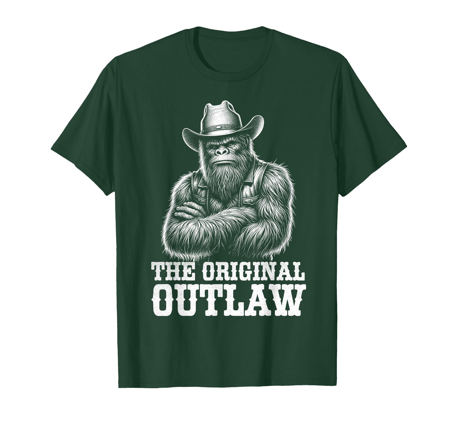 Bigfoot Sasquatch Funny Vintage Cowboy Cryptid Graphic Myth T-Shirt