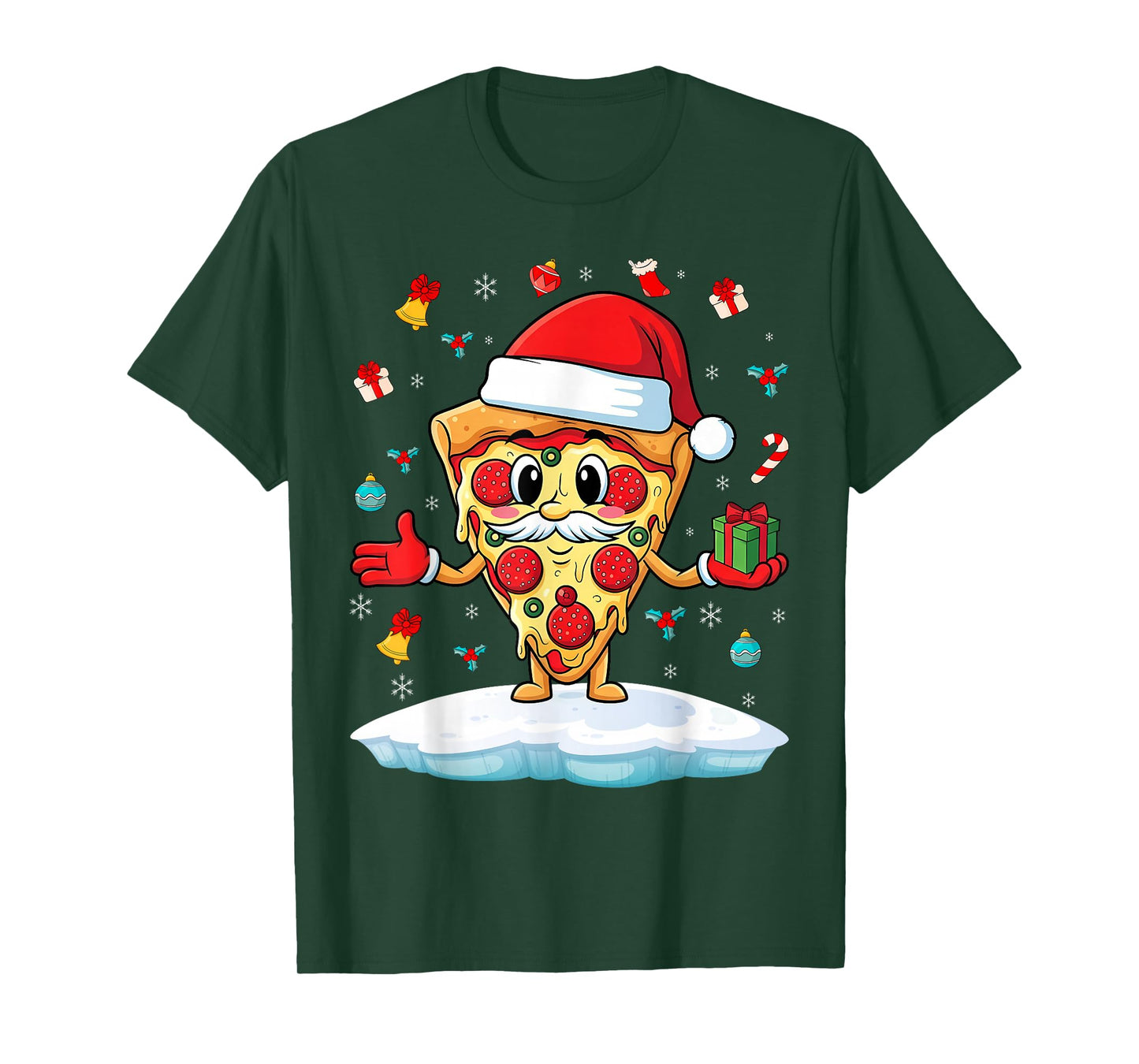 Funny Christmas Pizza Santa for Lovers Xmas T-Shirt