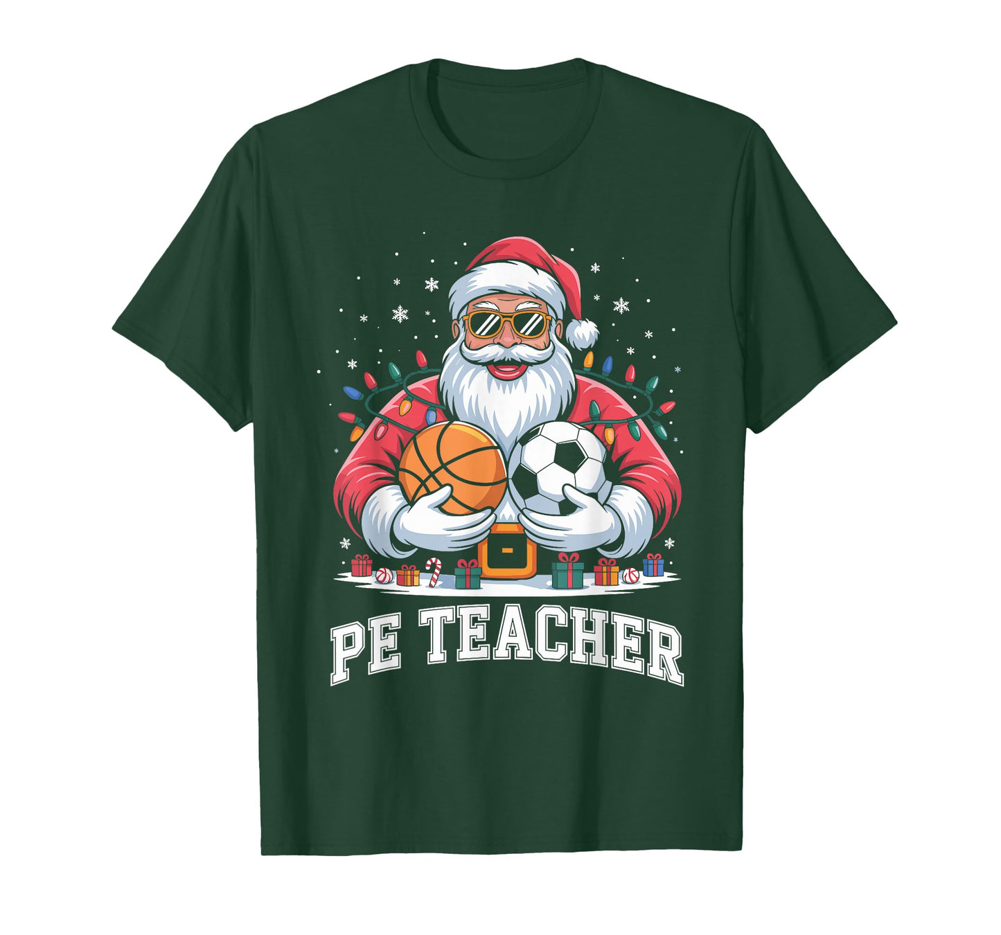 PE Teacher Christmas Santa Physical Education Xmas T-Shirt