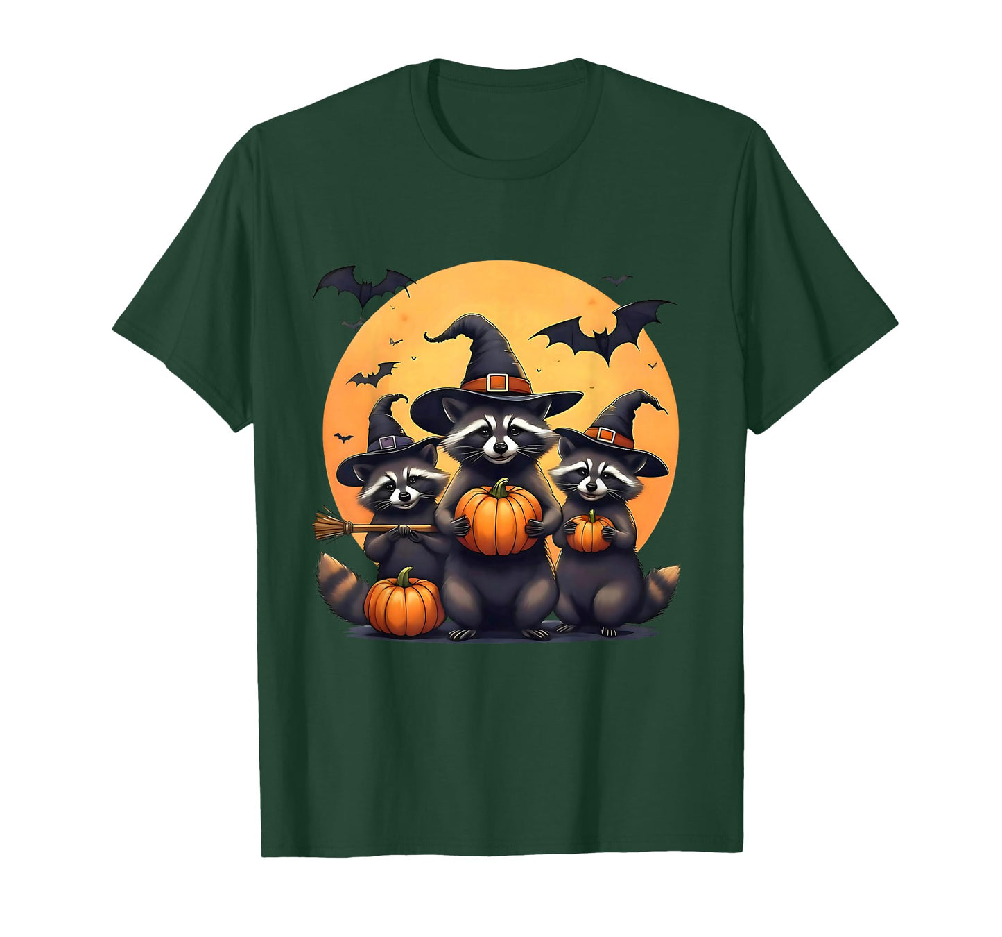 Cute Raccoons Witch Spooky Ghost Halloween Matching Family T-Shirt