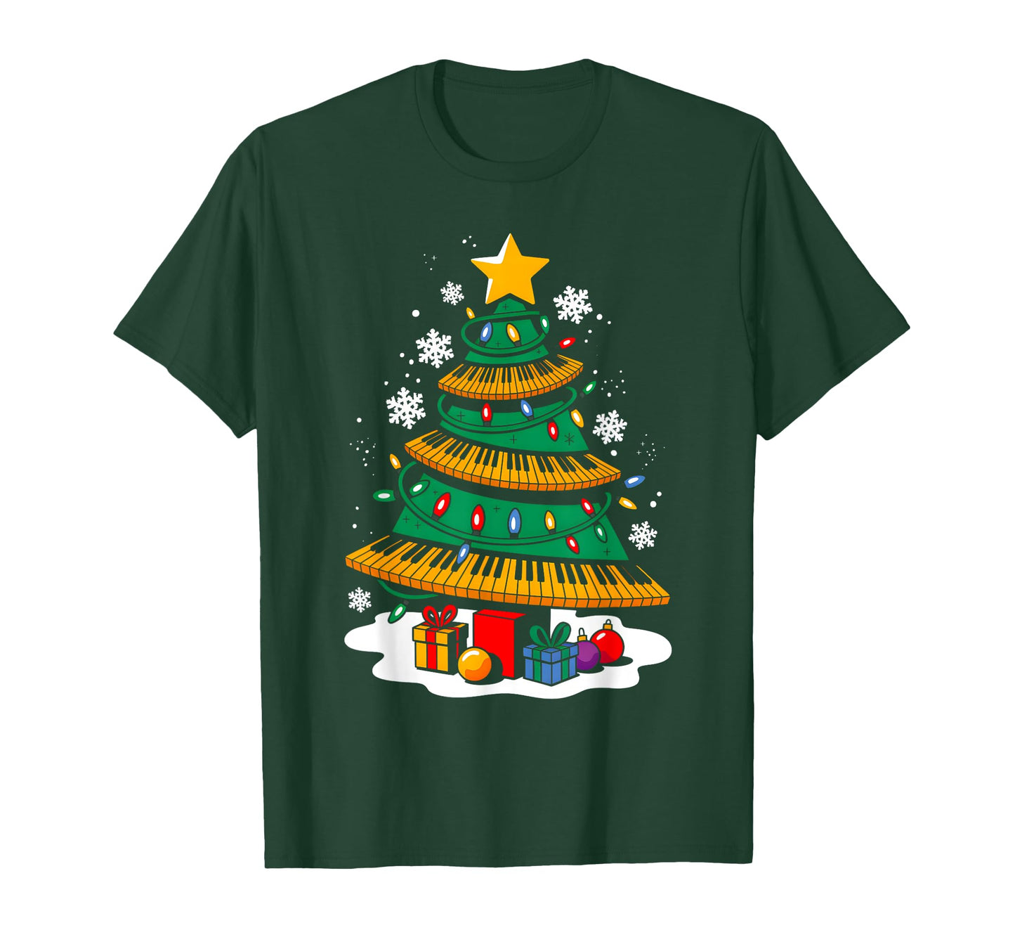 Christmas Piano Player Xmas Tree Funny Music Lover Santa T-Shirt