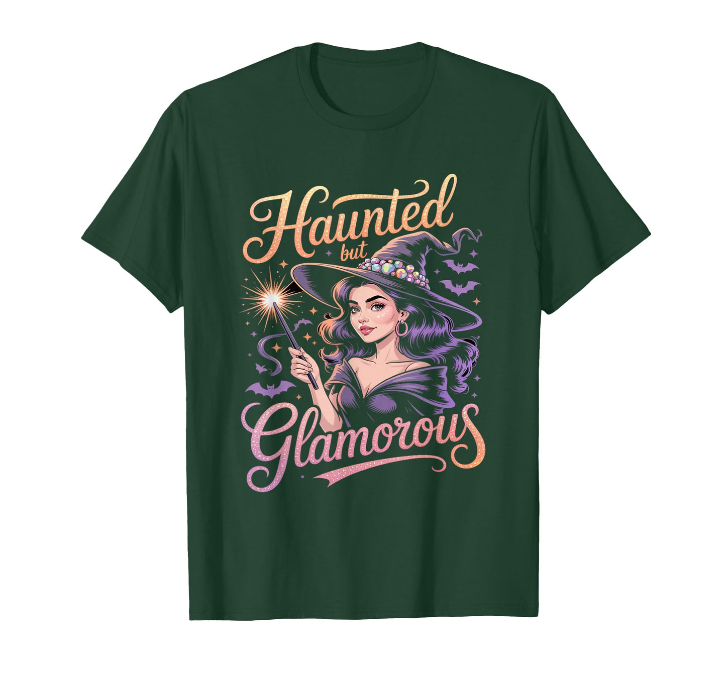 Haunted but Glamorous Witch Halloween Costume Apparel T-Shirt