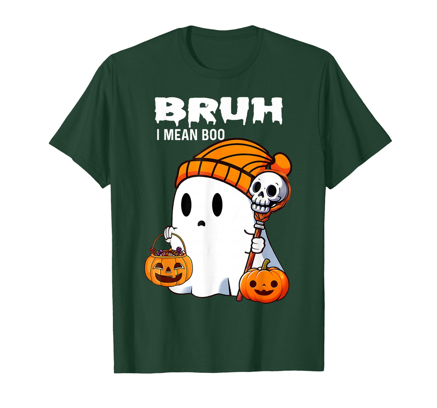 Halloween Bruh Ghost Boo Skull Pumpkin Boys Kids Mens Womens T-Shirt