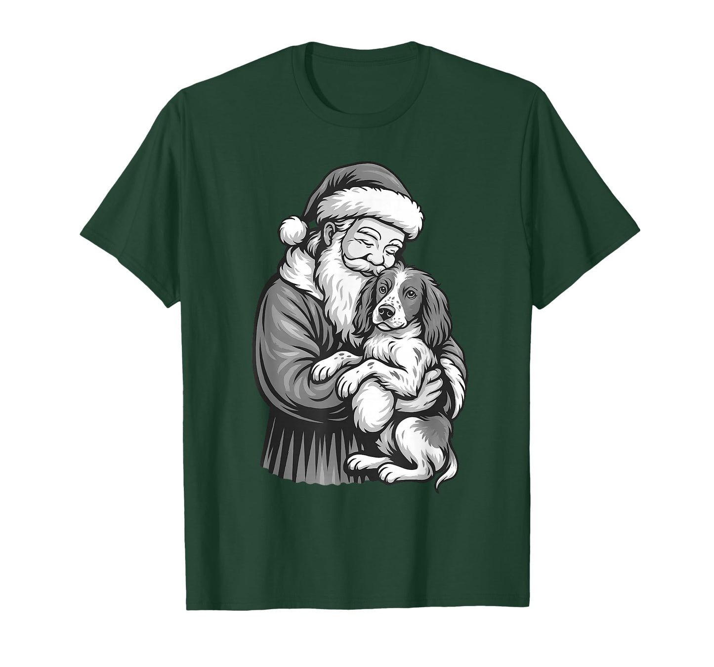 Brittany Spaniel Santa Claus Christmas Dog Lover T-Shirt