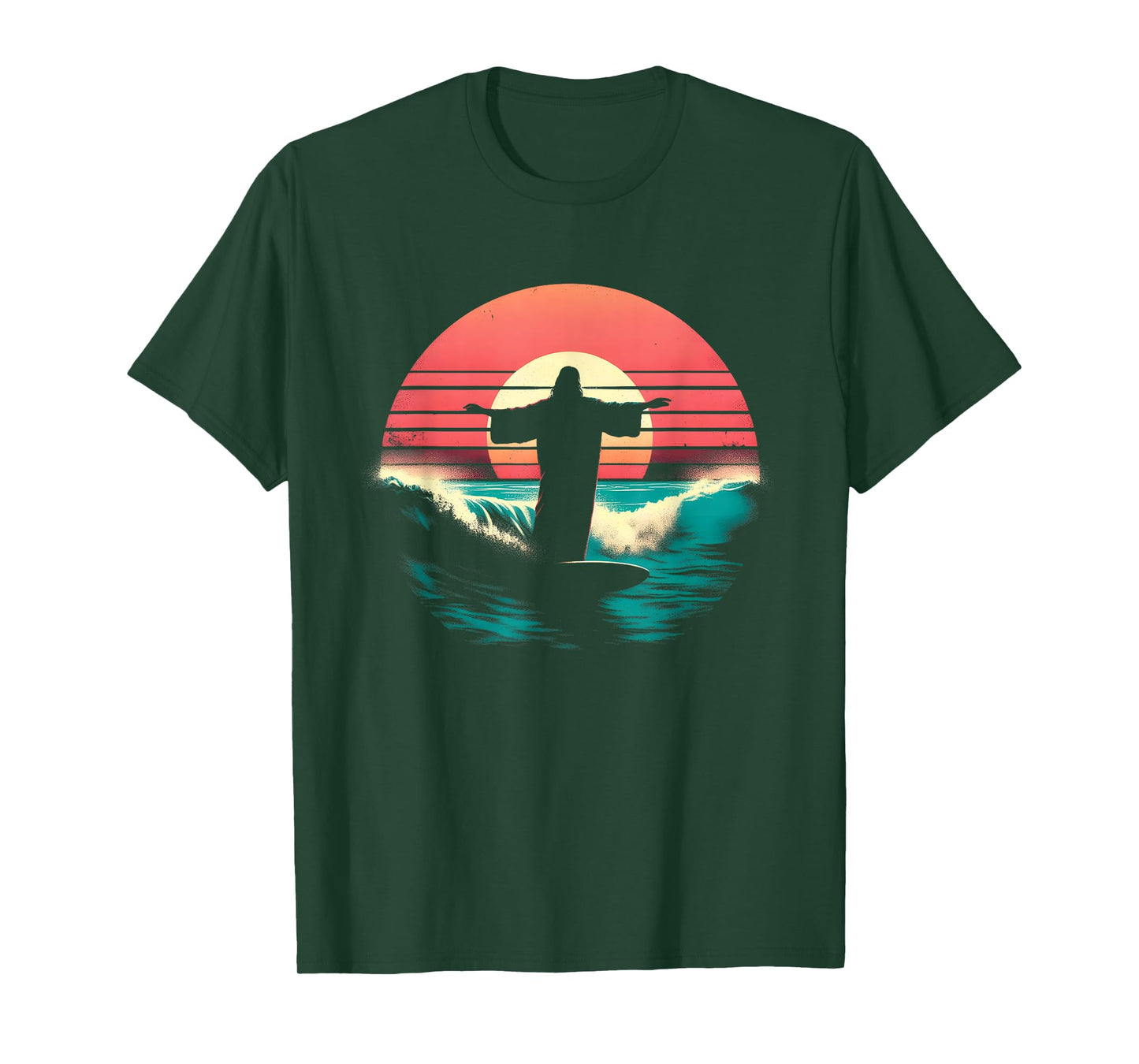 Jesus Surfing On Water - Funny Christian Religious Surfer T-Shirt
