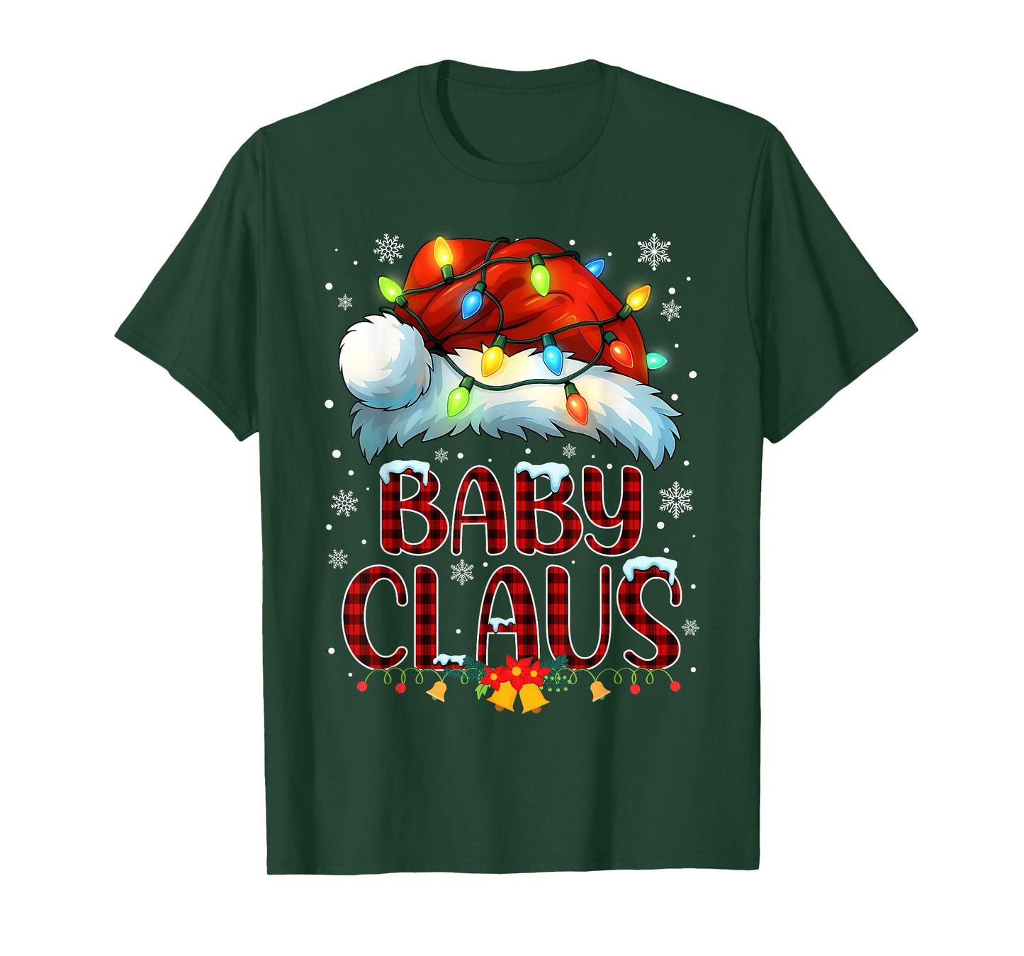 Christmas Hat Lights Pajama Baby Claus Family Matching T-Shirt