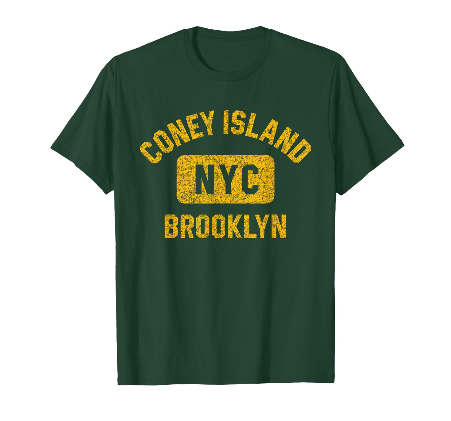 Coney Island NYC Brooklyn Gym Style Distressed Amber Print T-Shirt
