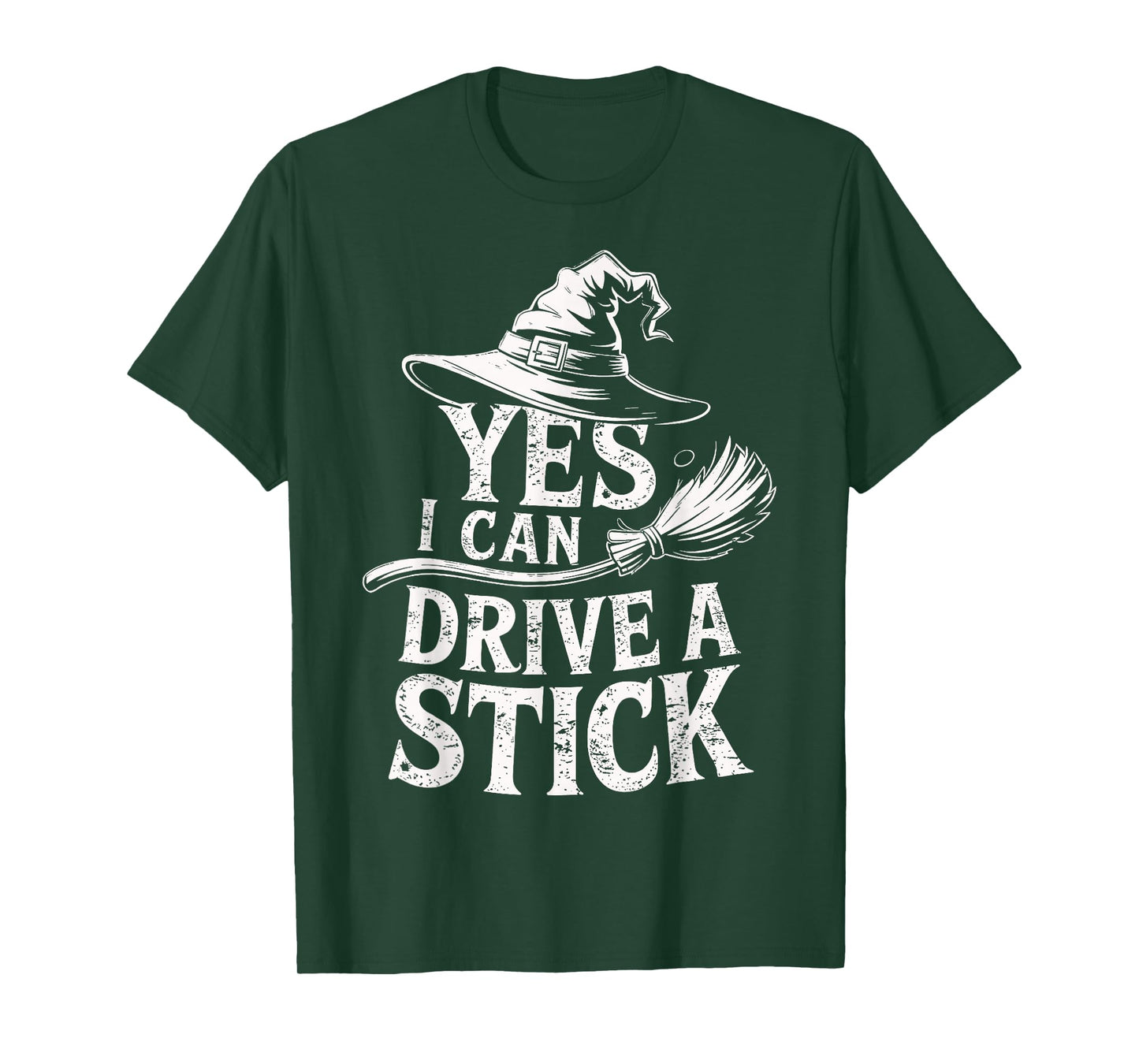 Yes I Can Drive A Stick Funny Halloween Spooky Witch T-Shirt