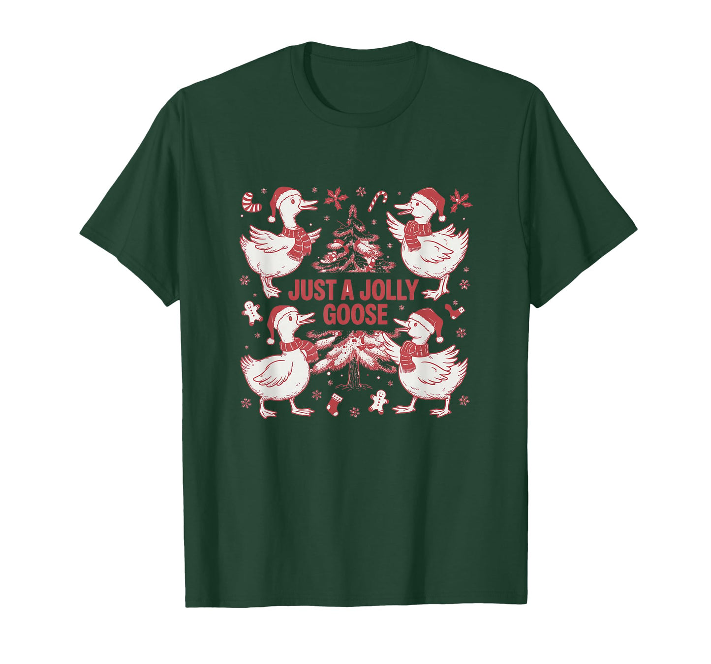 Just A Jolly Cute Goose Funny Merry Christmas Xmas T-Shirt