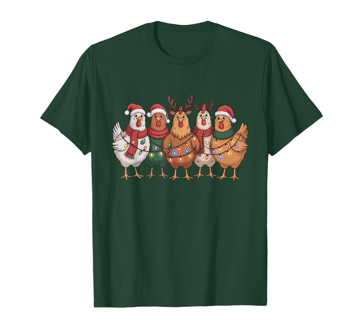 Christmas Lights Chicken Santa Funny Xmas Tree for Men Women T-Shirt