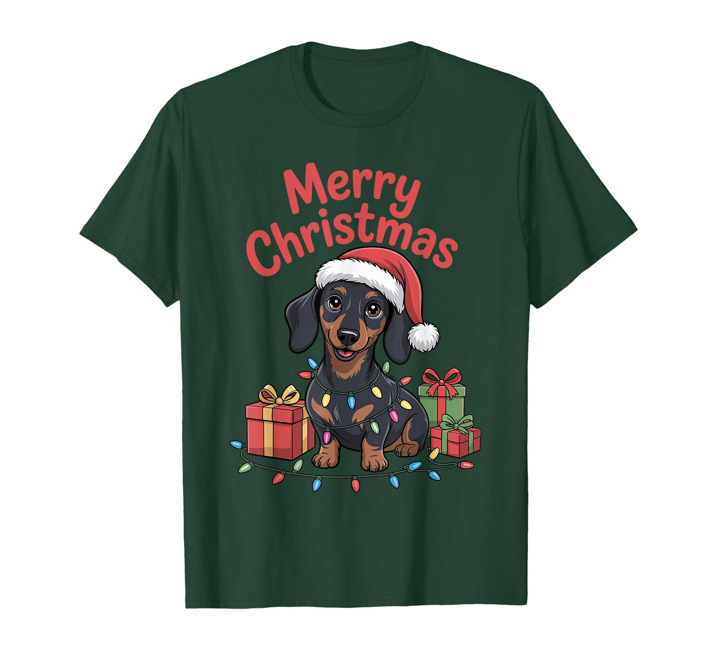 Cute Dachshund Christmas Xmas Design Funny Dog Lover Holiday T-Shirt