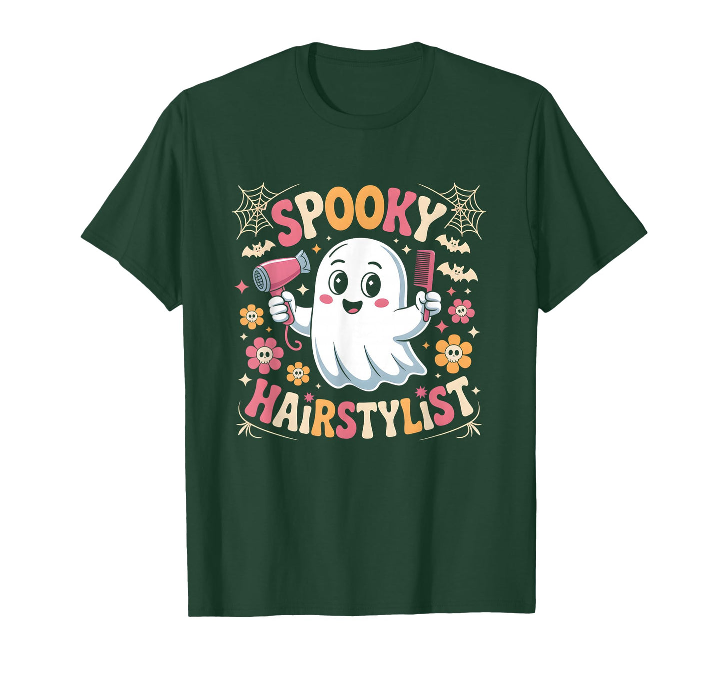 Halloween Spooky Hairstylist Groovy 70s Retro Vibes T-Shirt
