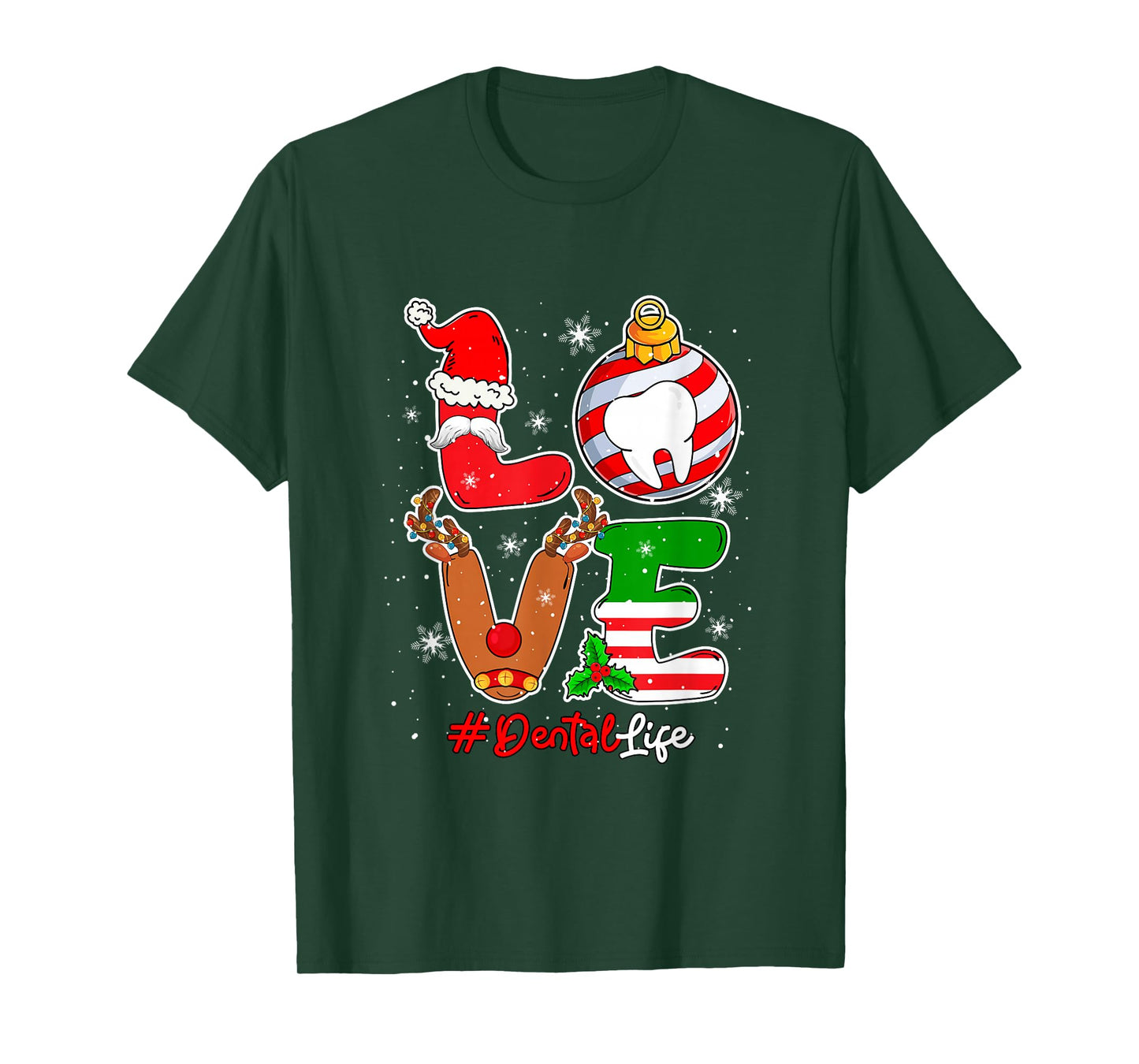 Love Dental Christmas Santa Reindeer Costume Job Team T-Shirt