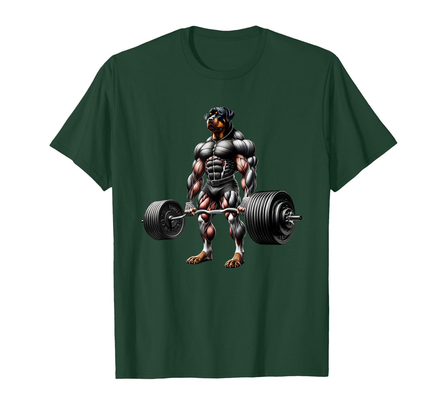 Muscle Rottweiler Dog Deadlifting Gym Weightlifting Workout T-Shirt