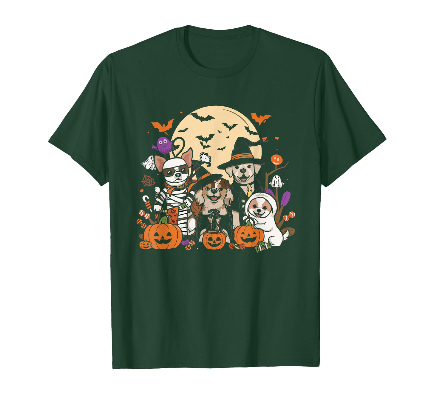 Cute Mummy Witch Ghost Halloween Dog Costume Men Women Kids T-Shirt