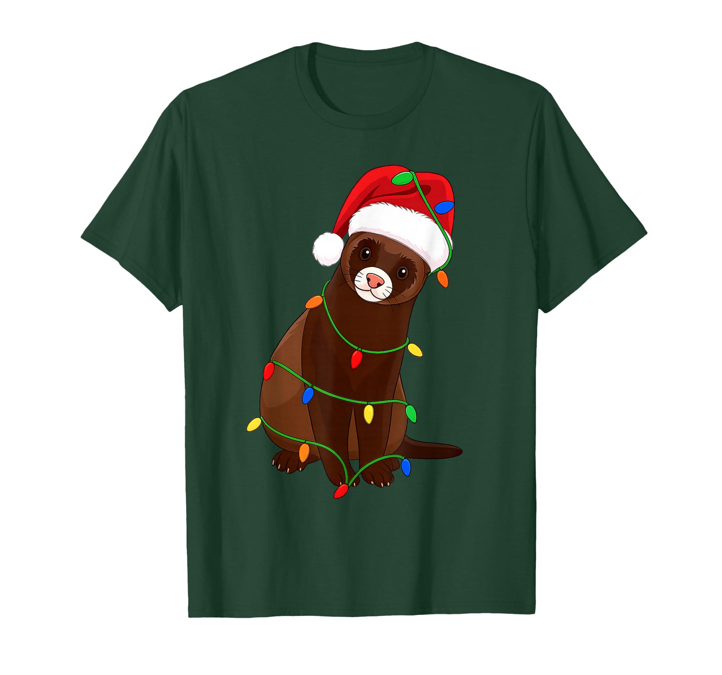 Ferret Christmas Tree Lights Holiday Pet Lover T-Shirt