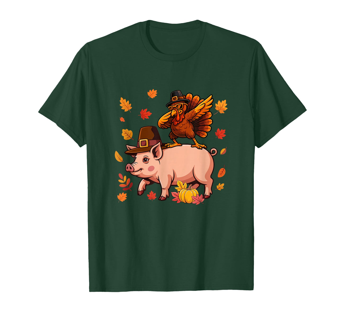 Dabbing Turkey On Pig Thanksgiving Autumn Pilgrim Farmer T-Shirt