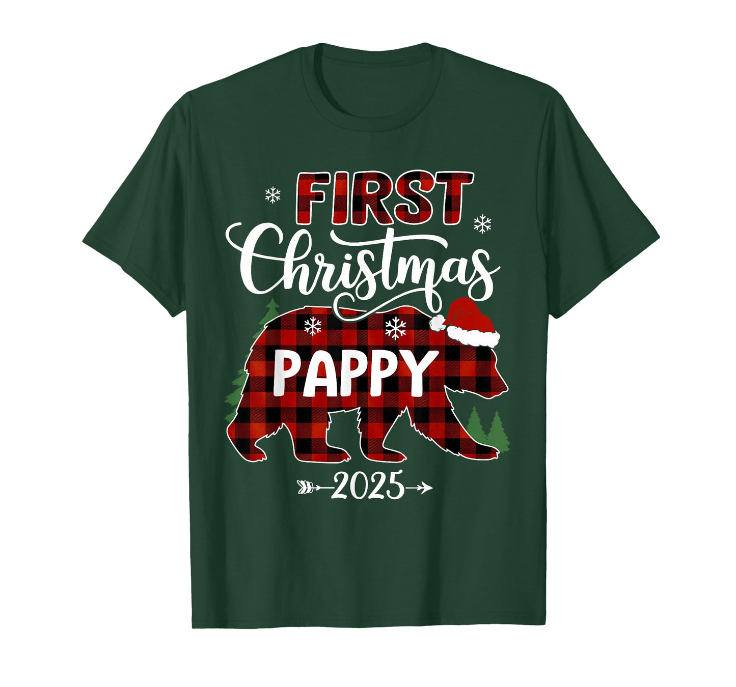 Pregnancy First Christmas Pappy Red Plaid Bear Santa 2025 T-Shirt