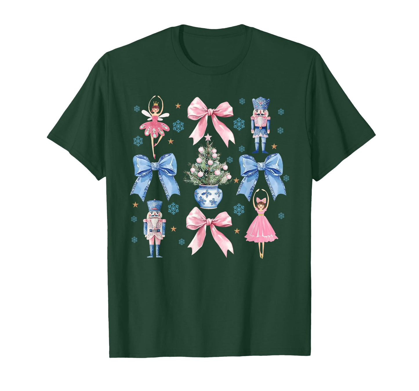 Coquette Bow Christmas Nutcracker Ballet Festive Women Girls T-Shirt