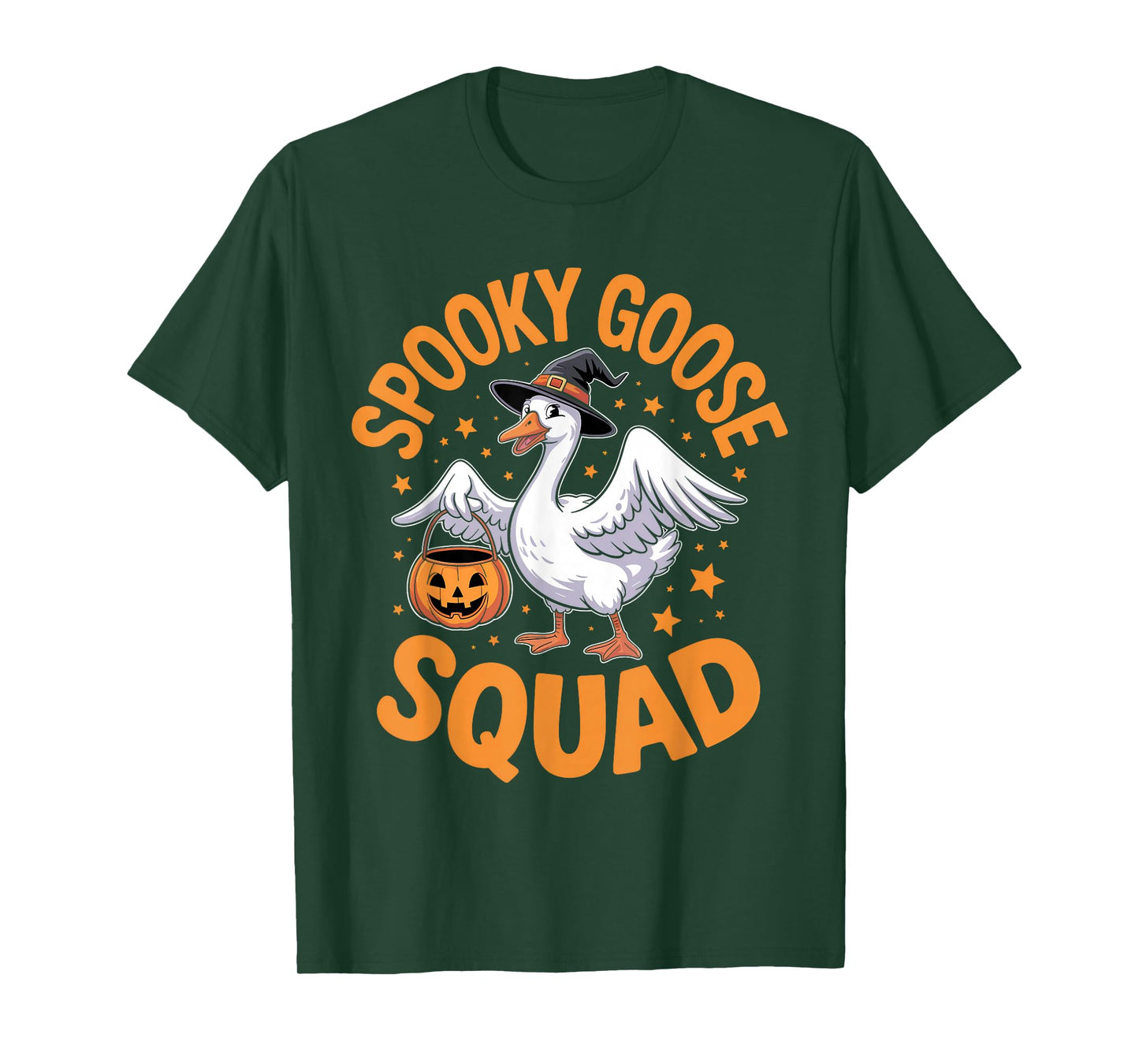 Spooky Goose Squad Funny Halloween Witch Pumpkin Women Men T-Shirt