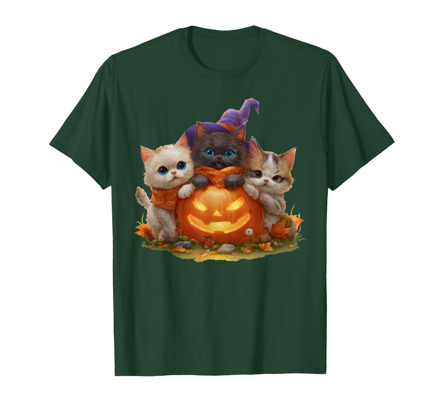 Vintage Kittens Pumpkin Cute Cat Spooky Season Halloween T-Shirt