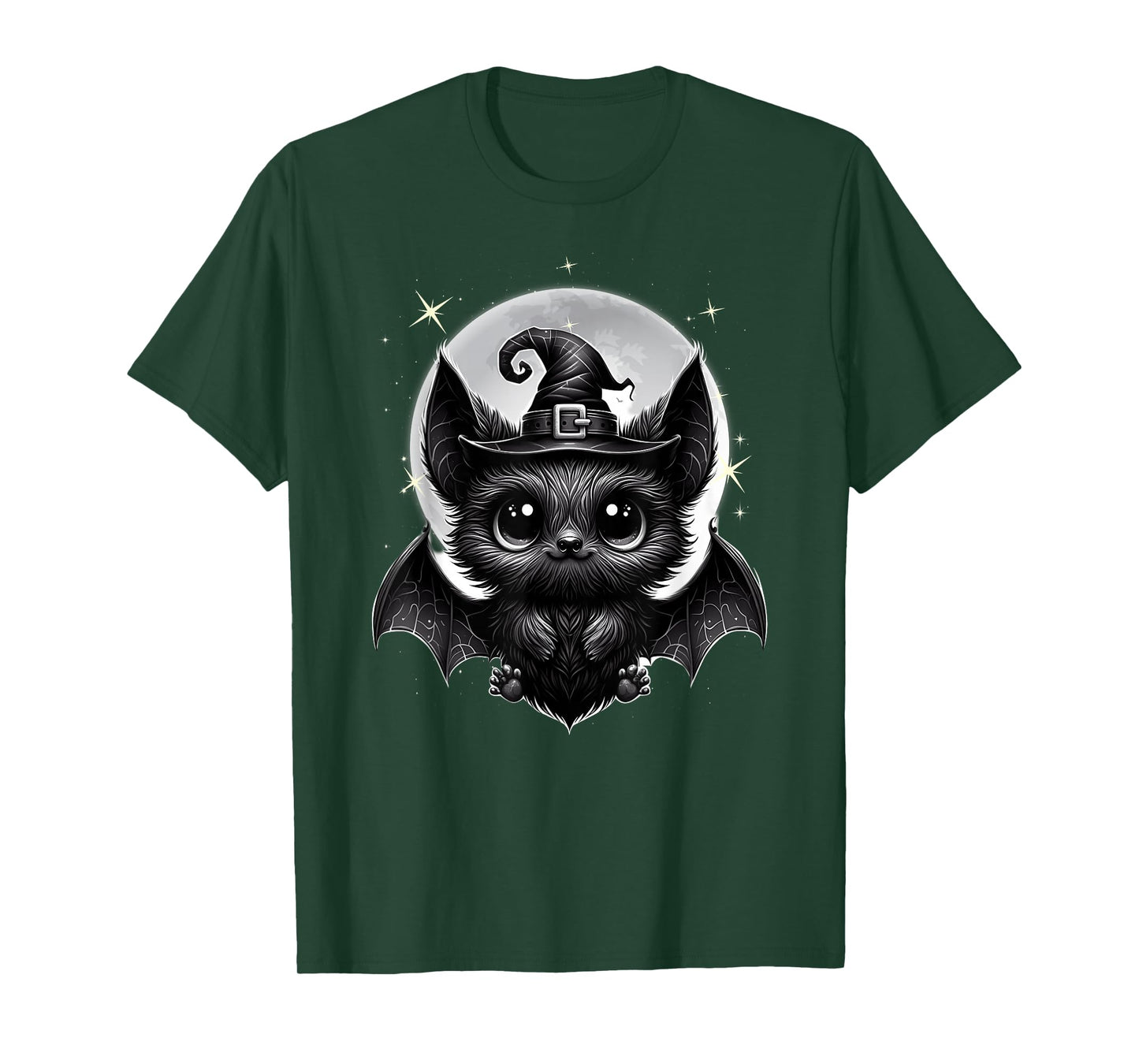 Cute Bat Wearing Witch Hat Trying to-Be Spooky Halloween Bat T-Shirt
