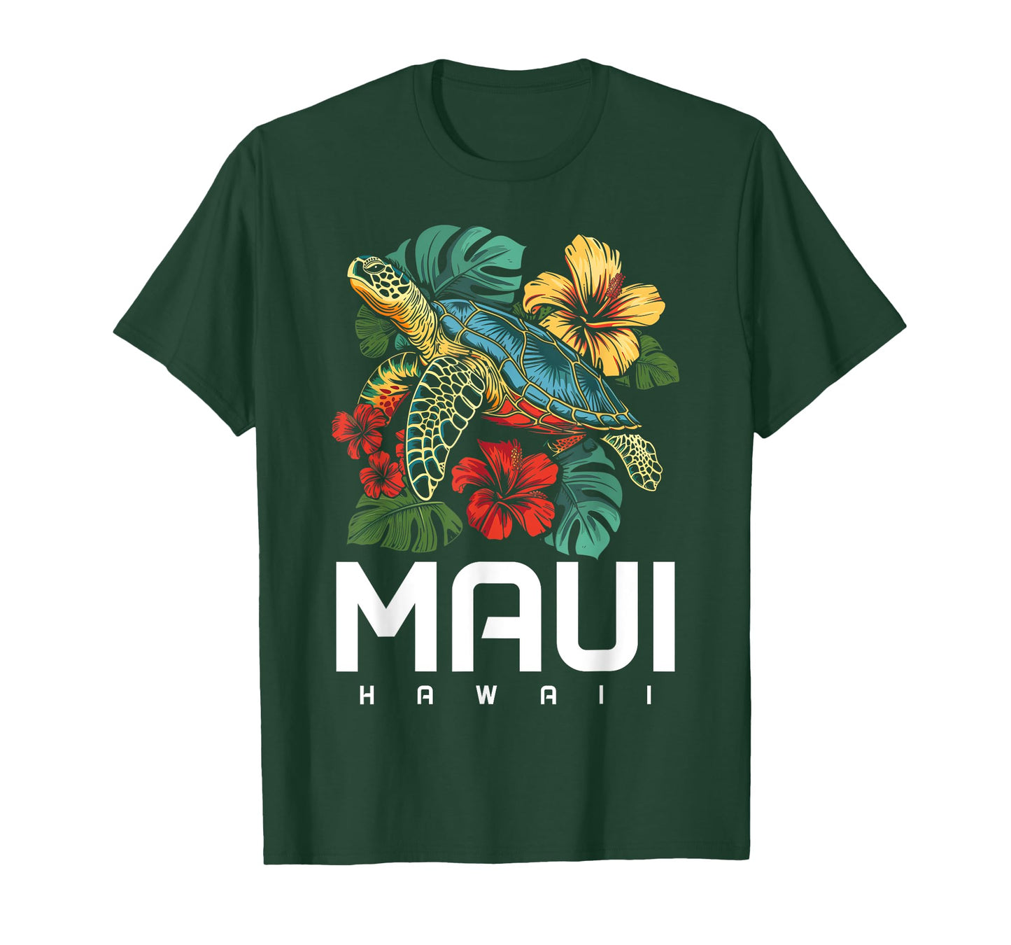 Maui Hawaii Sea Turtle Diving Flower Hawaii Souvenir T-Shirt