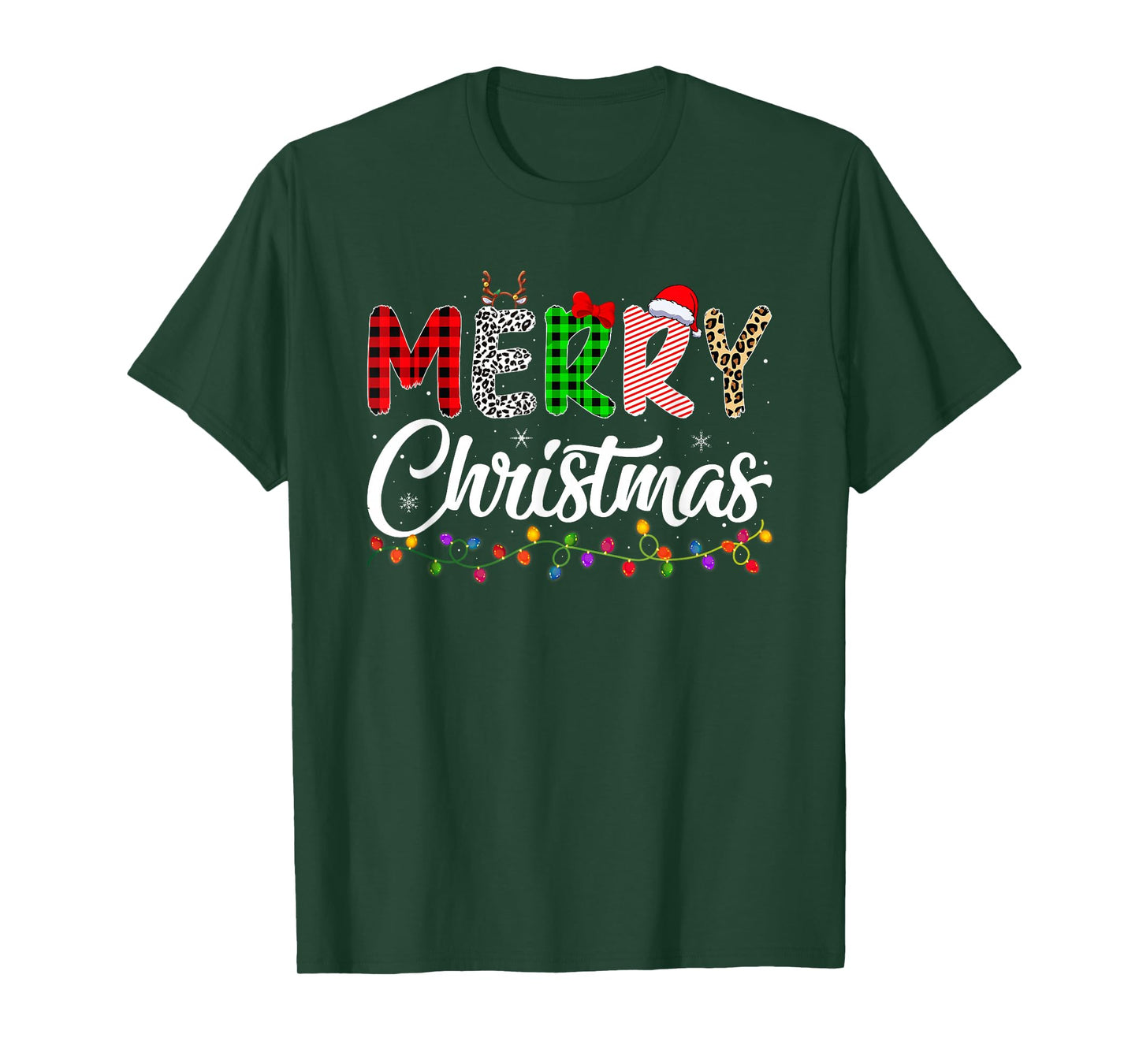 Merry Christmas Lights Santa Family Xmas Pajamas Men Women T-Shirt