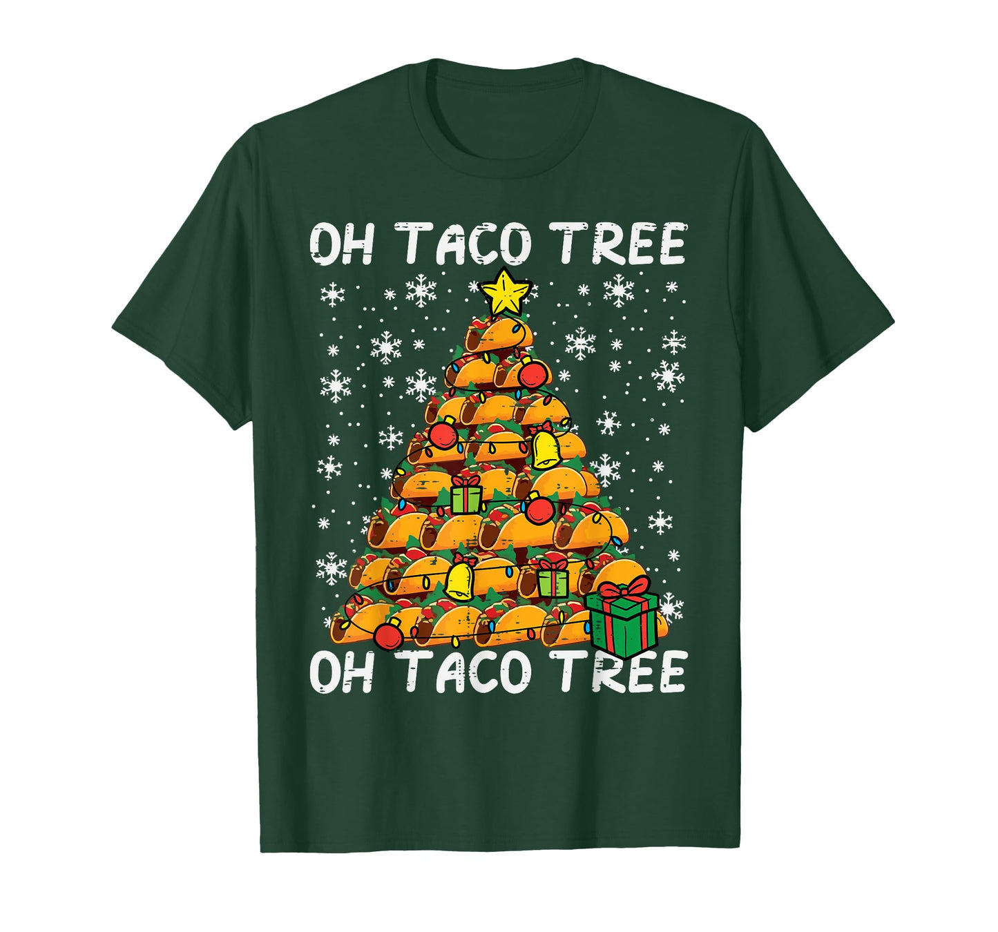 Tacos Christmas Tree Funny Xmas Foodie Mexican Men Women Kid T-Shirt