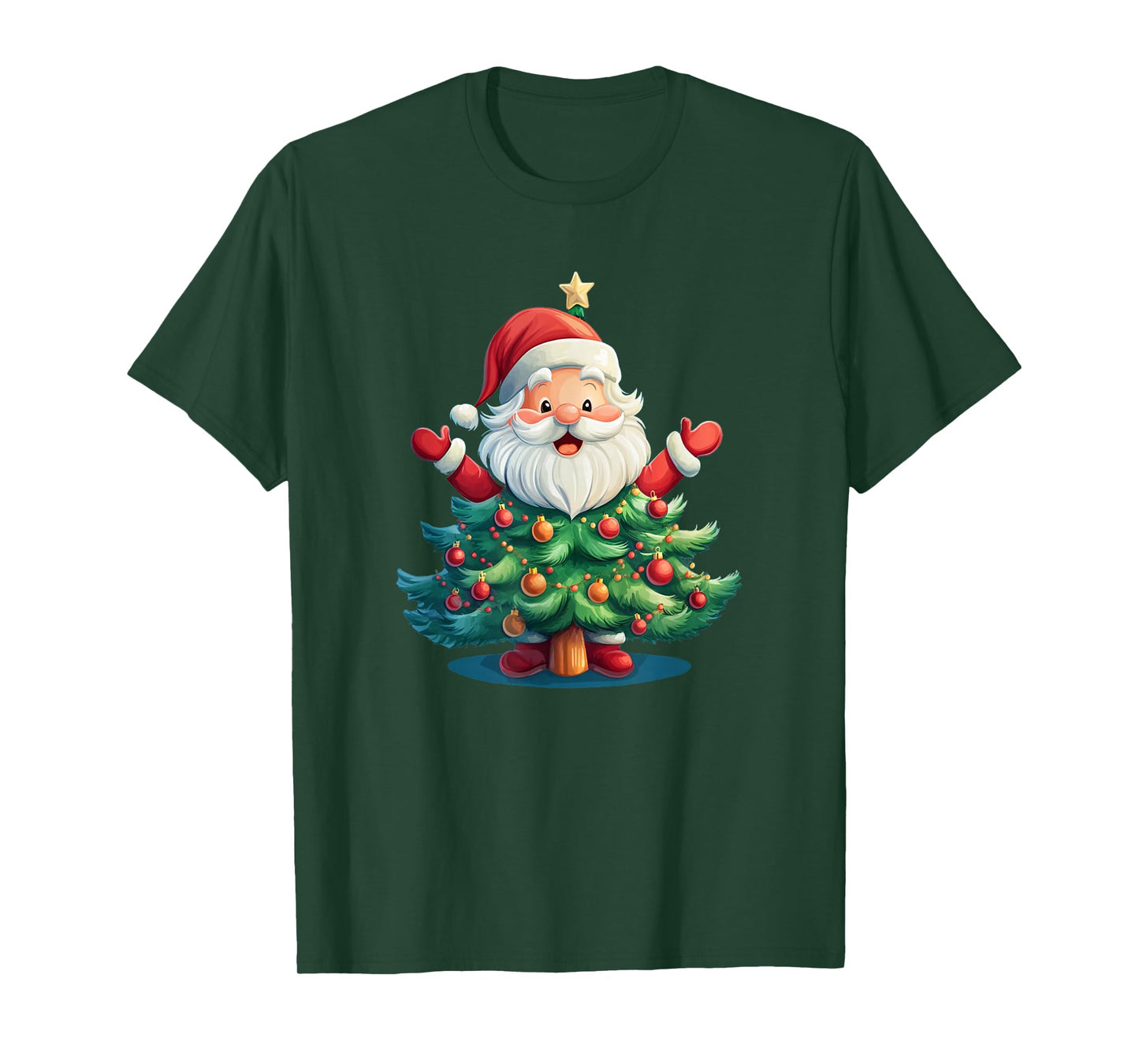 Christmas Tree and Santa Claus Brings Holiday Smiles T-Shirt