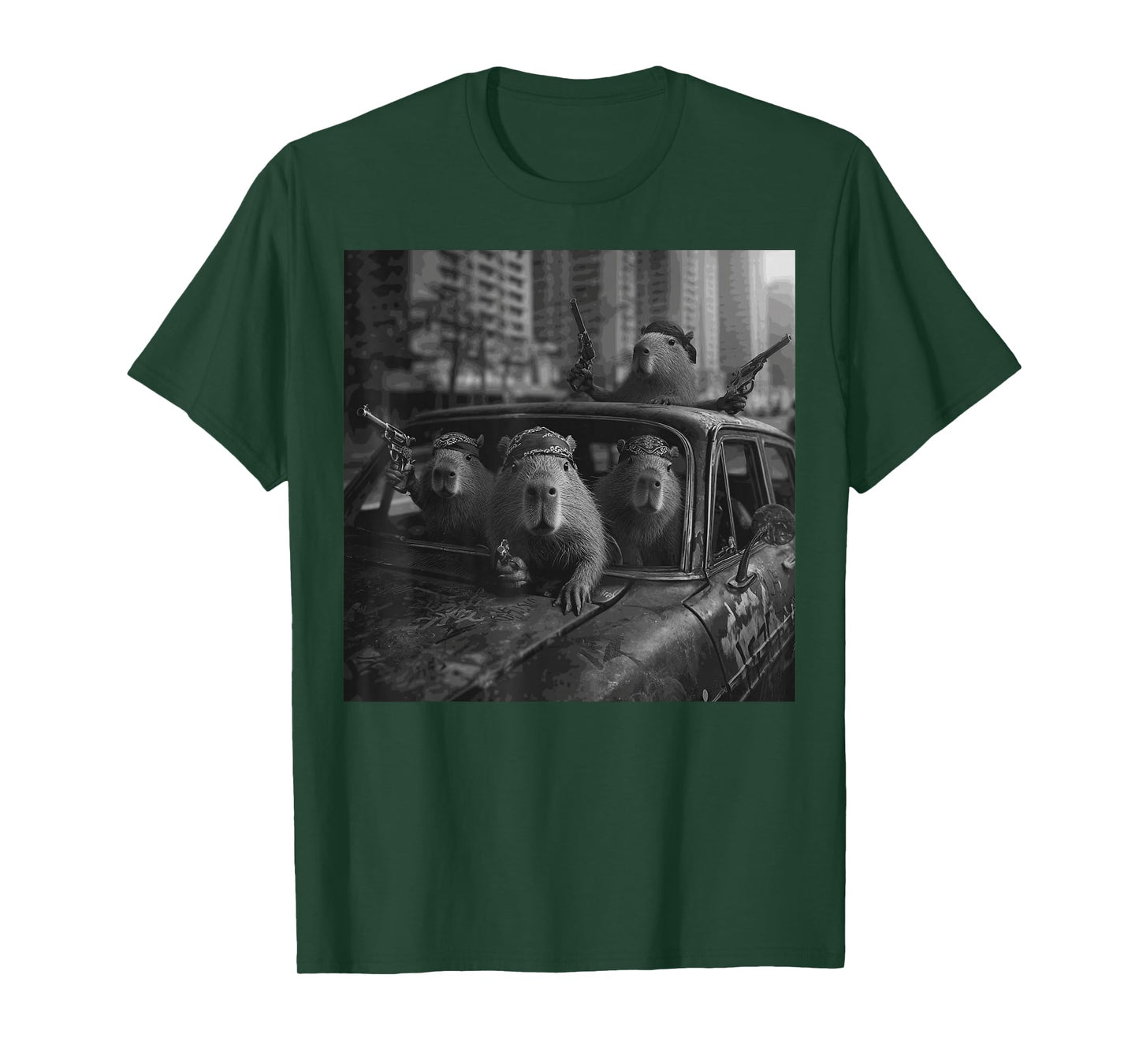 Funny Graphic Capybara Gangster Adult Funny T-Shirt