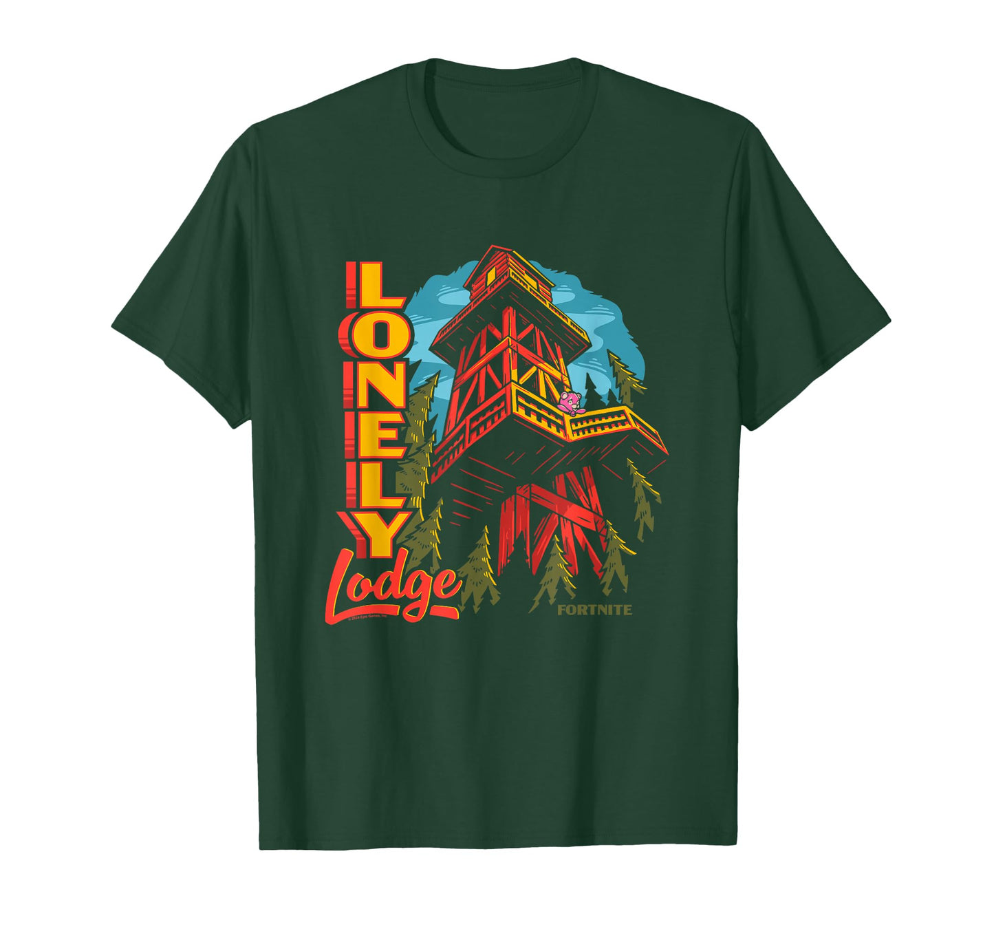 Fortnite Lonely Lodge Forest Vintage Big Chest Poster T-Shirt