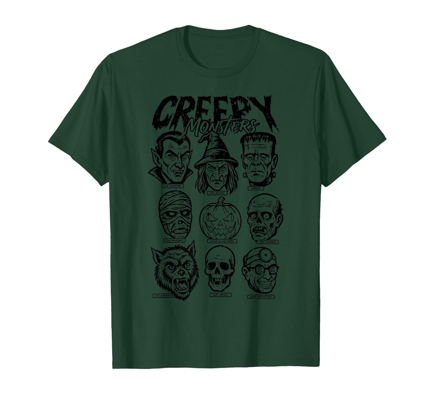 Halloween Boys Creepy Monsters Mummy Skeleton Frankenstein T-Shirt