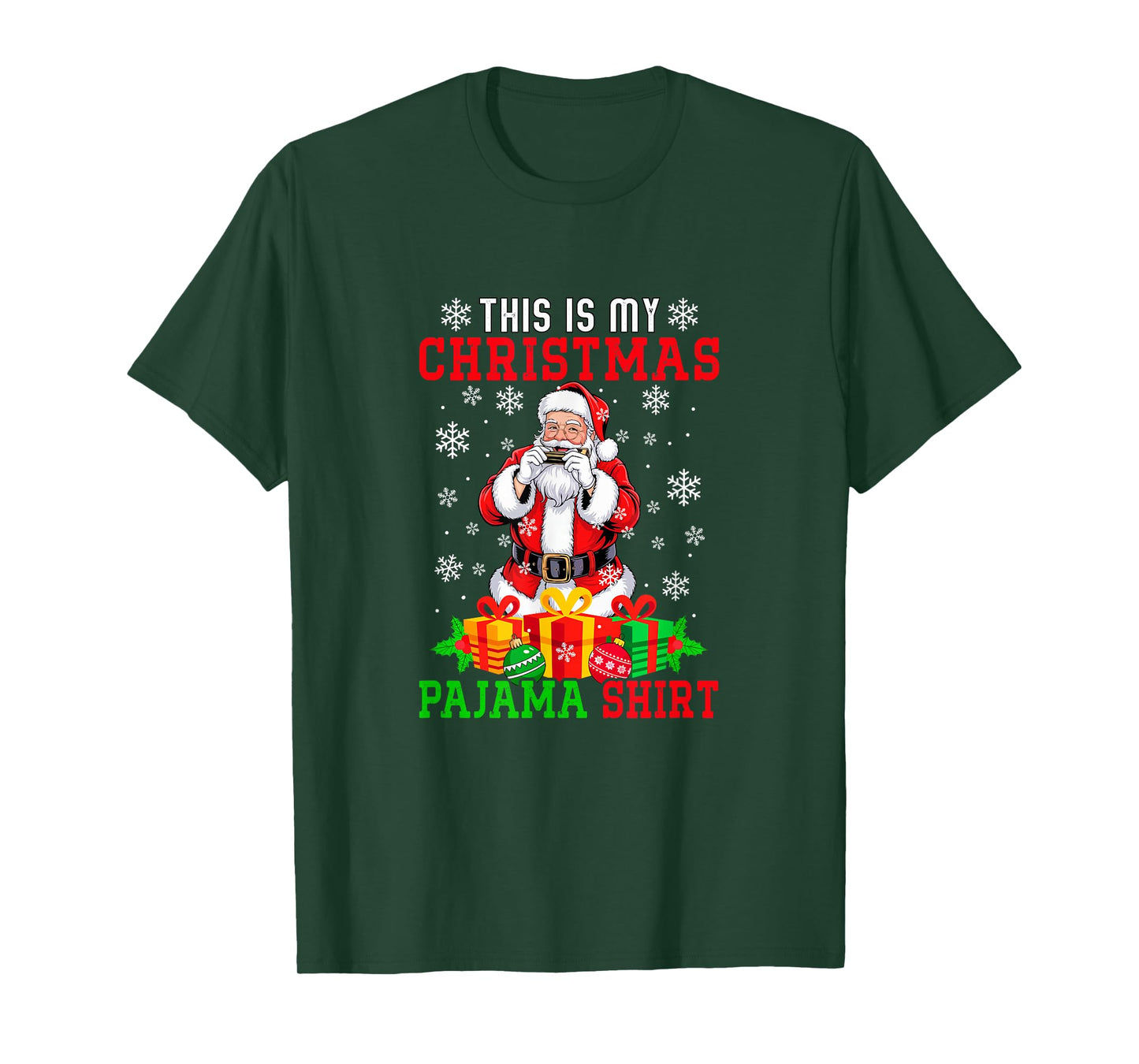 My Christmas Pajama Shirt Santa Playing Harmonica Instrument T-Shirt
