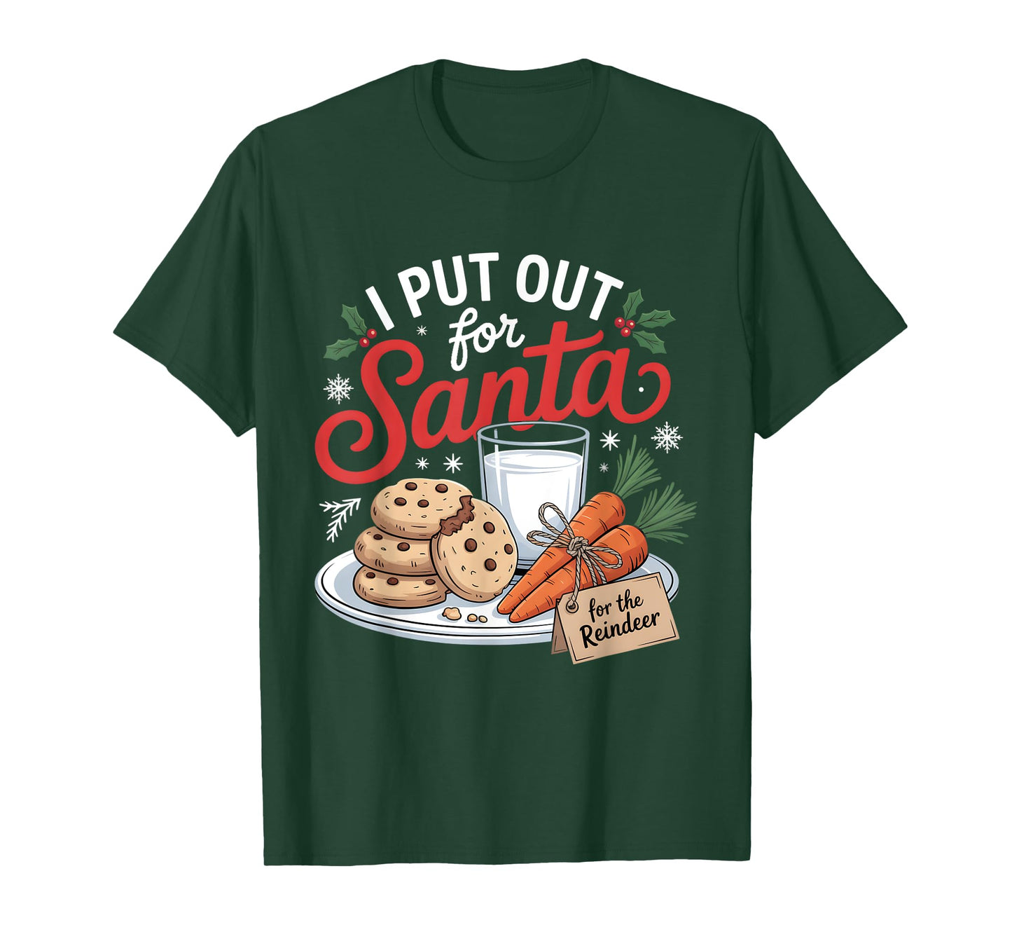 I Put Out for Santa Christmas Reindeer Carrot Cookies Women T-Shirt