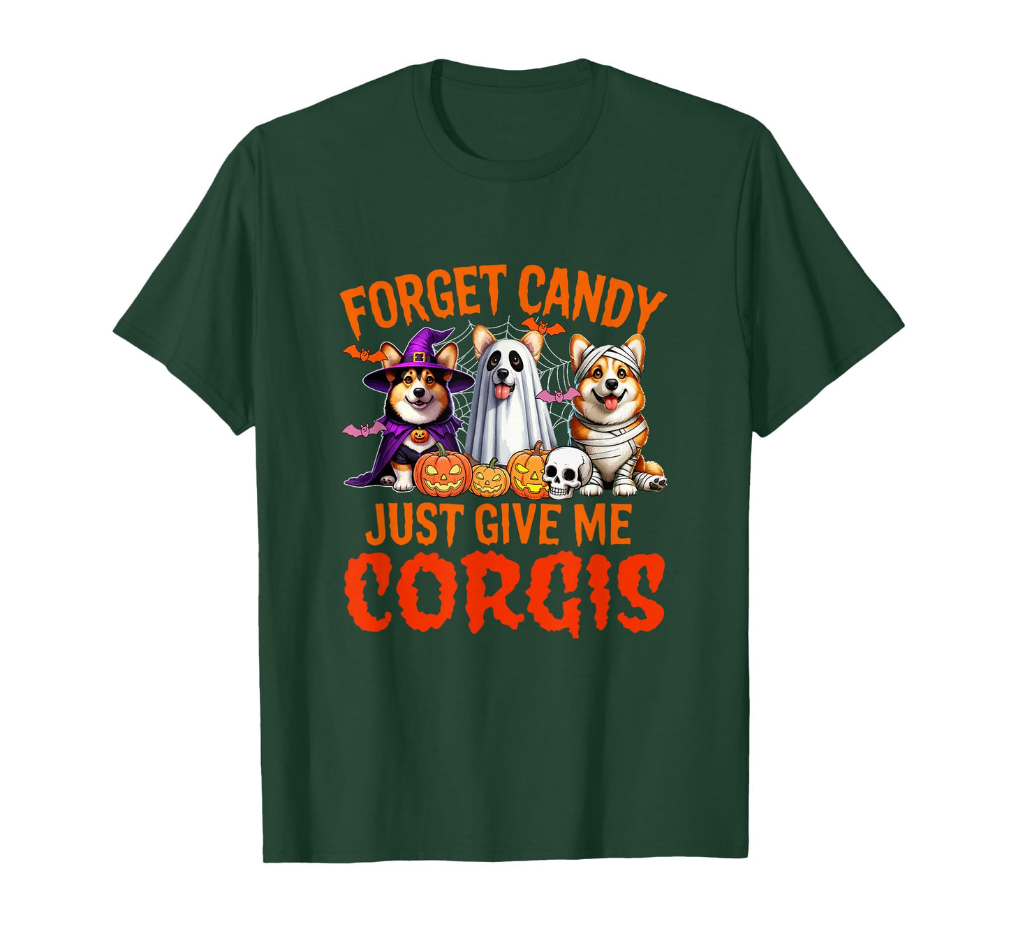 Forget Candy Just Give Me Corgis Halloween Cosplay Witch Boo T-Shirt