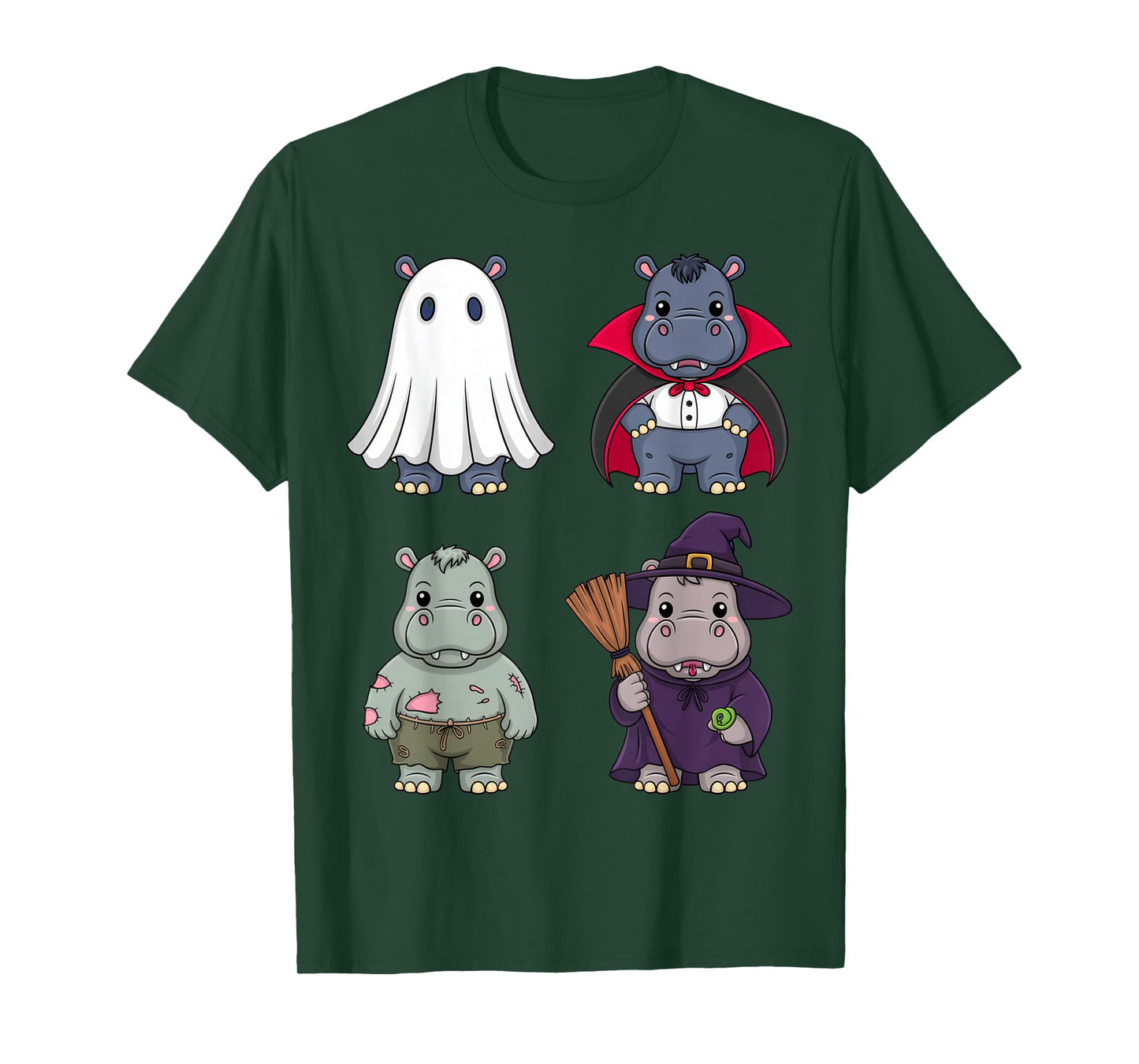 Hippo Costumes for Kids Halloween Fun Zombie Witch Ghost T-Shirt