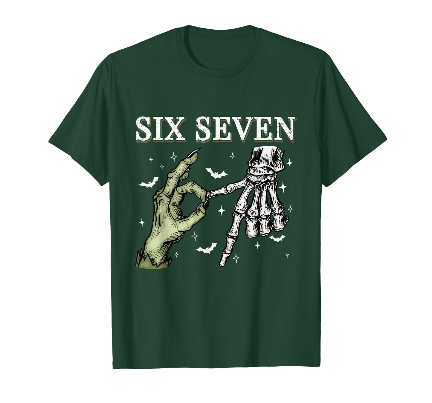 67 Six Seven Brainrot Halloween Witch Skeleton Phrase Meme T-Shirt