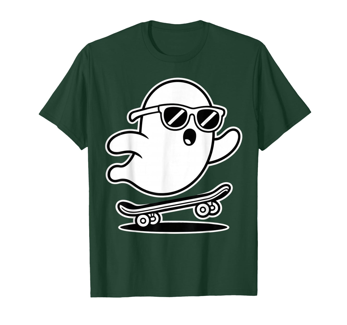 Funny Ghost On Skateboard Retro Halloween Costume Kids Boys T-Shirt