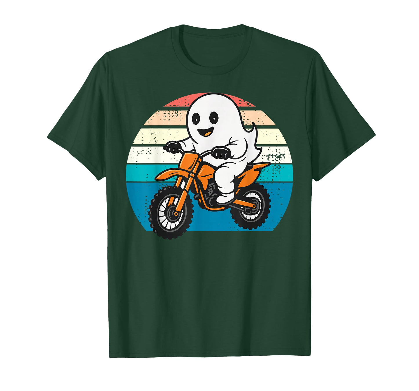 Cute Ghost Riding Motorcycle Funny Vintage Halloween Costume T-Shirt