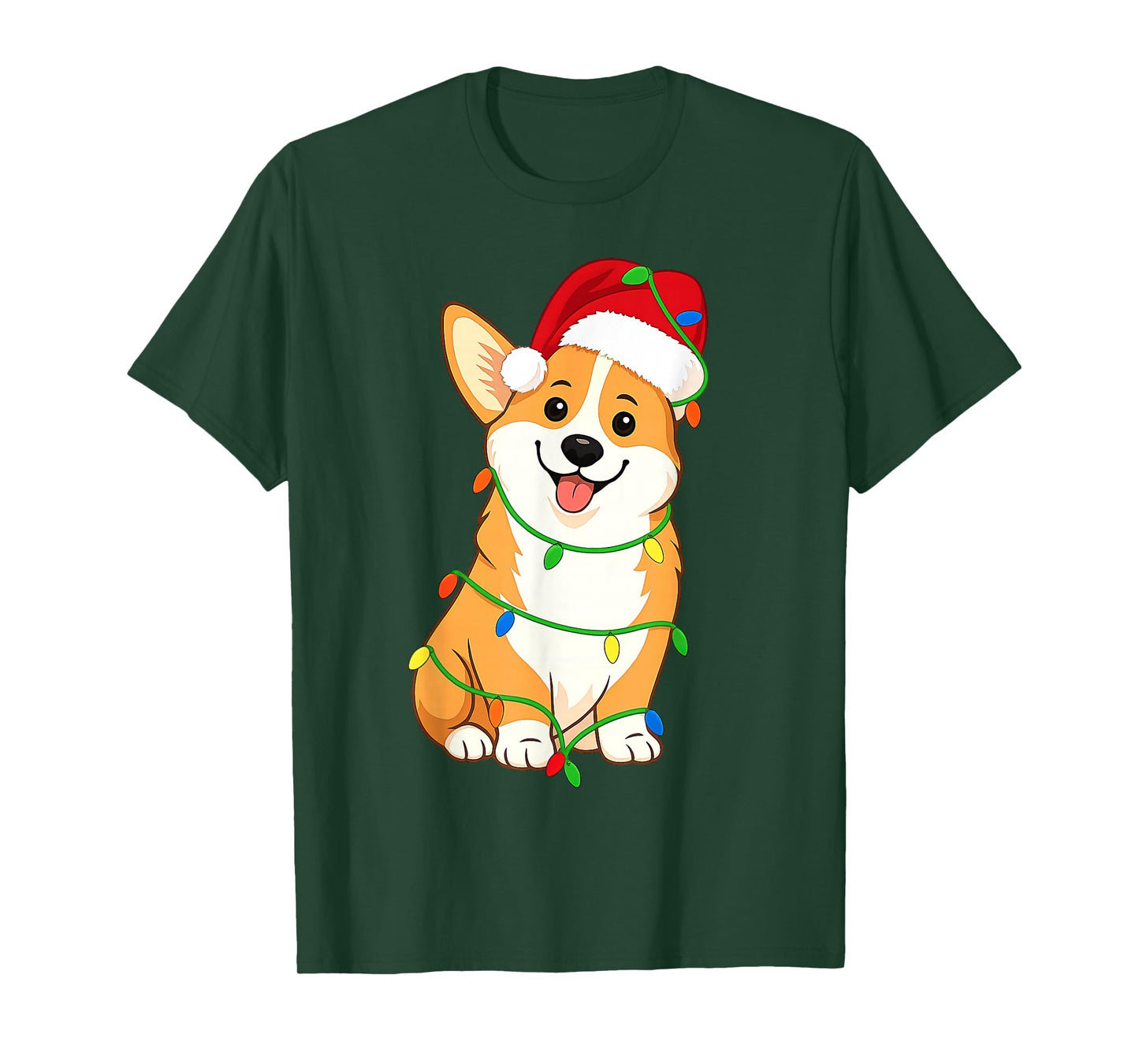 Corgi Christmas Tree Lights Holiday Dog Lover T-Shirt
