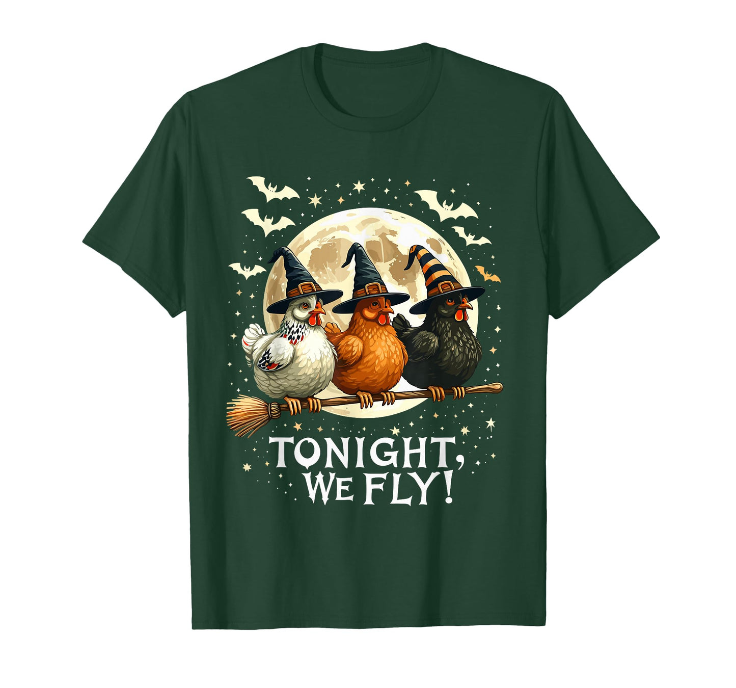 Tonight We Fly Funny Witchy Chickens Spooky Farm Halloween T-Shirt