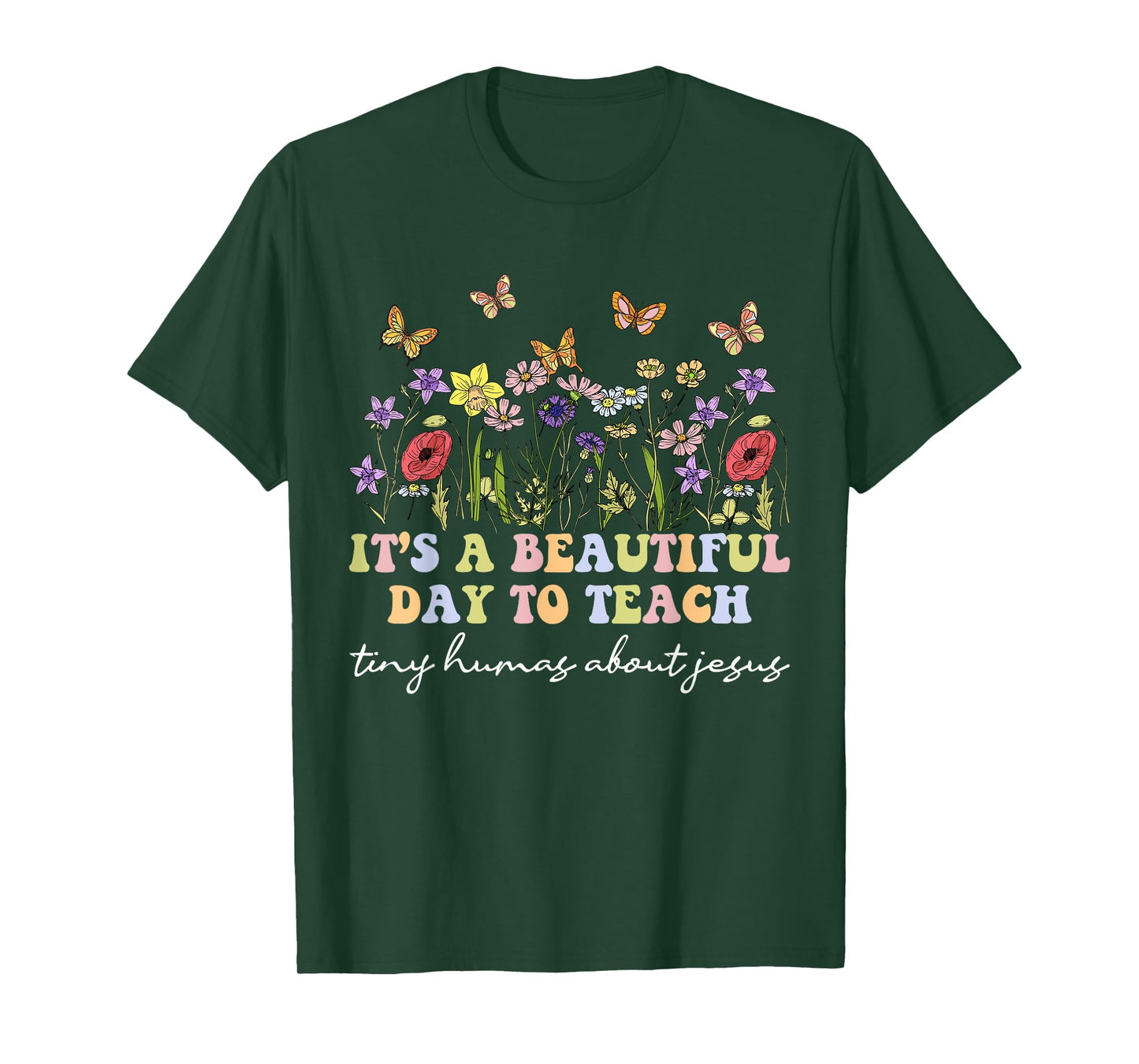 Groovy I Teach Tiny Humans About Jesus Christian Teacher T-Shirt