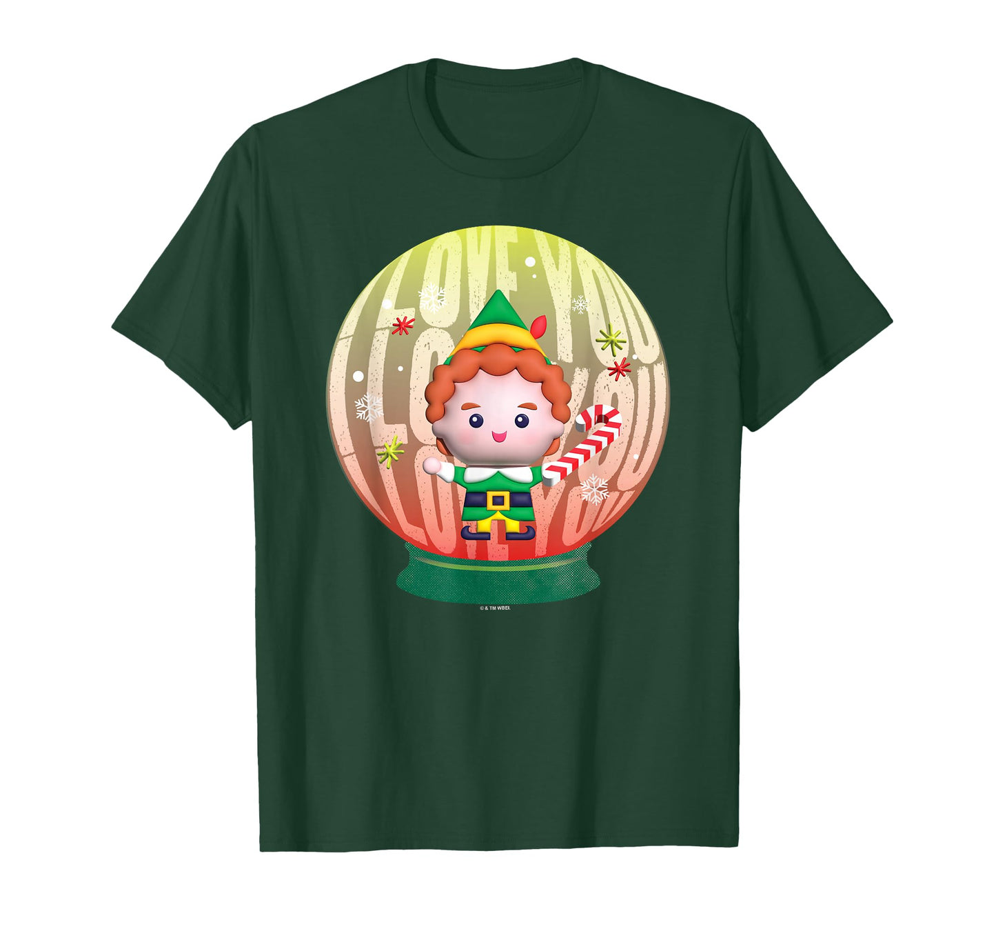 Elf Christmas Cute Little Buddy in A Snow Globe Portrait T-Shirt