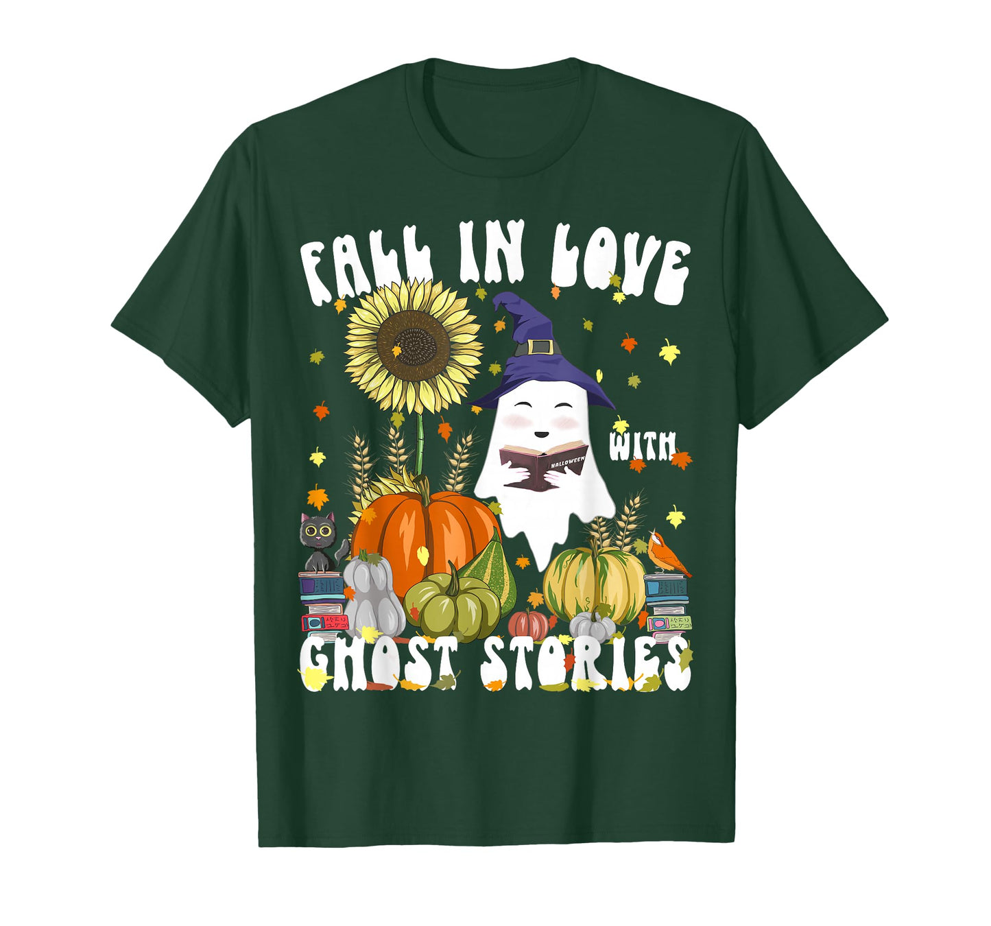 Fall in Love with Ghost Stories Funny Book Lovers Halloween T-Shirt