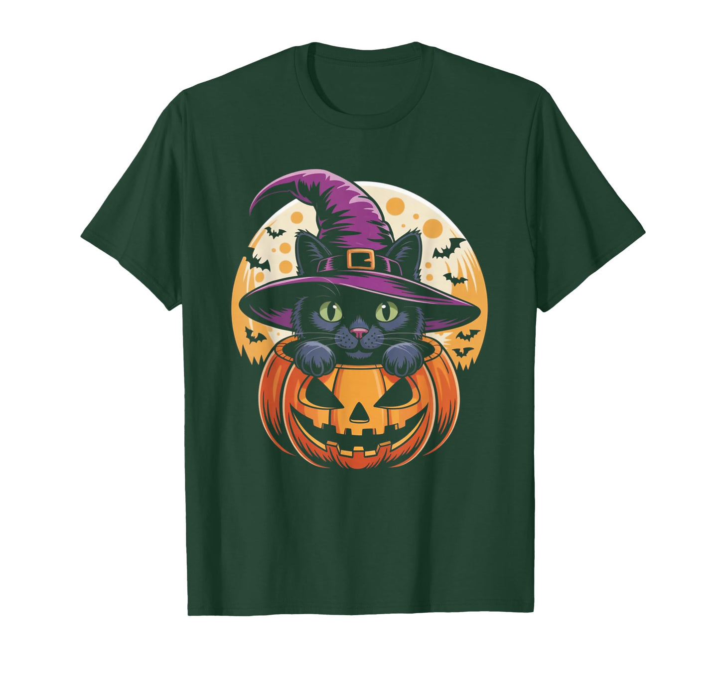 Cat Halloween Pumpkin Black Cat Scarry Spooky Gifts Kids T-Shirt