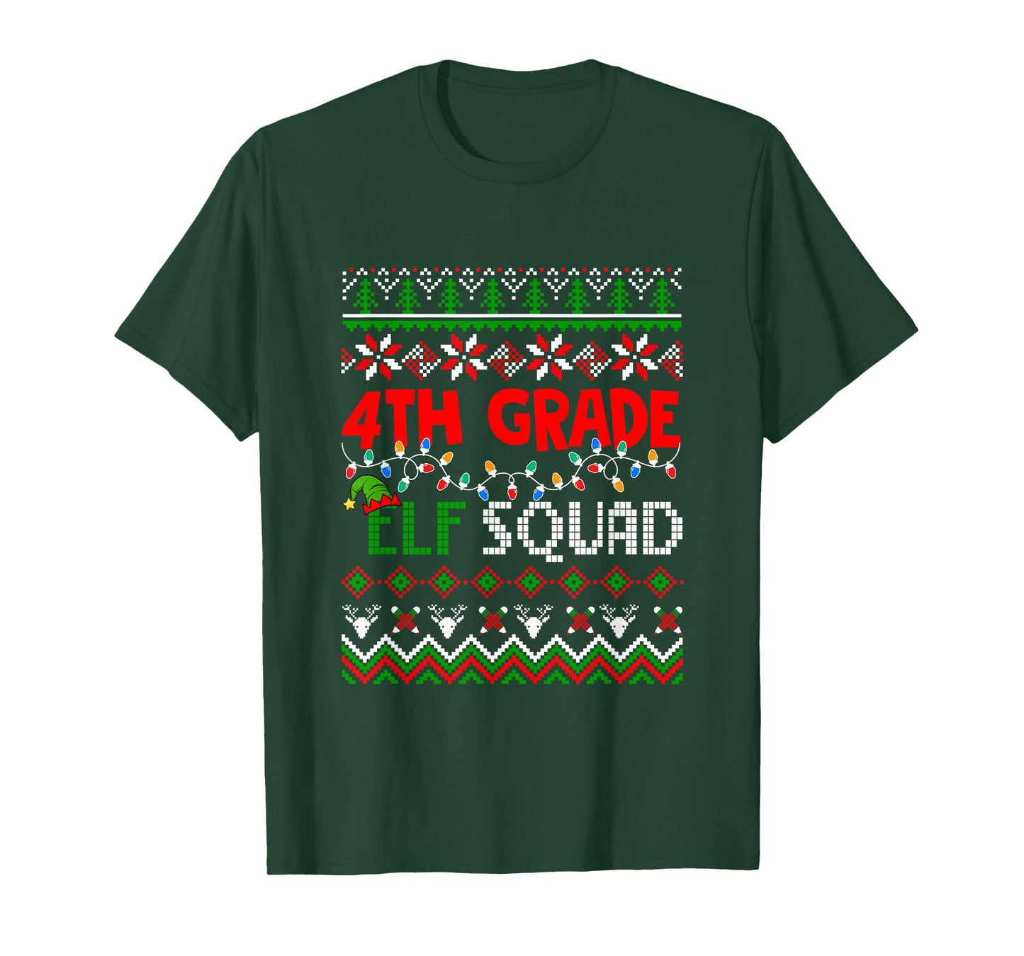 4th Grade Elf Squad Christmas Sweater Students Teachers T-Shirt