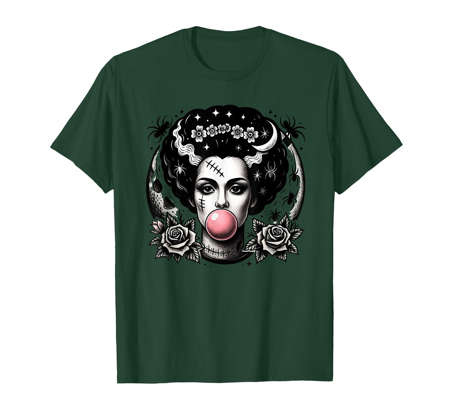 Frankenstein Monster Bride Bubble Gum Funny Halloween T-Shirt